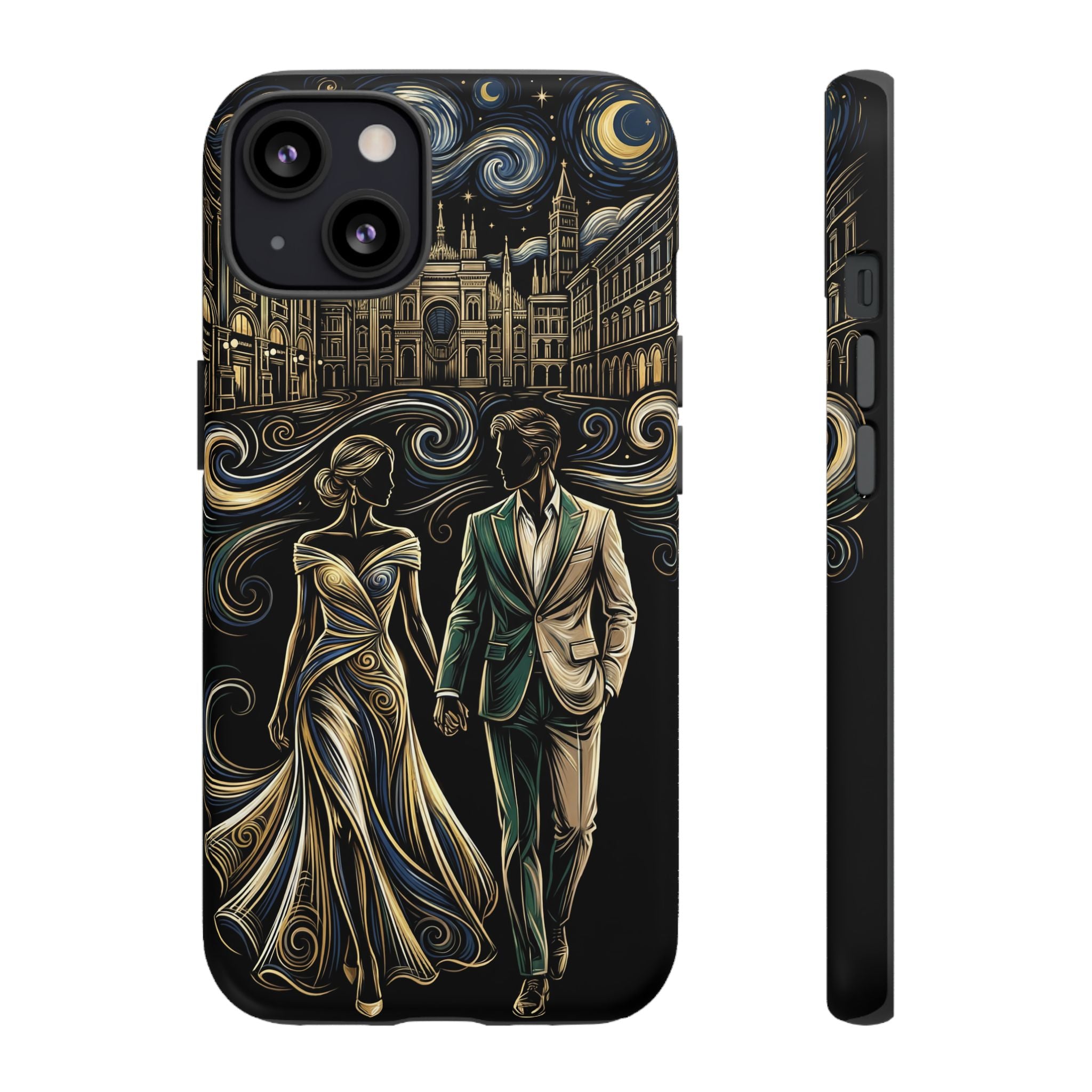 Romantic Night Walk iPhone Case | Elegant Couple Art