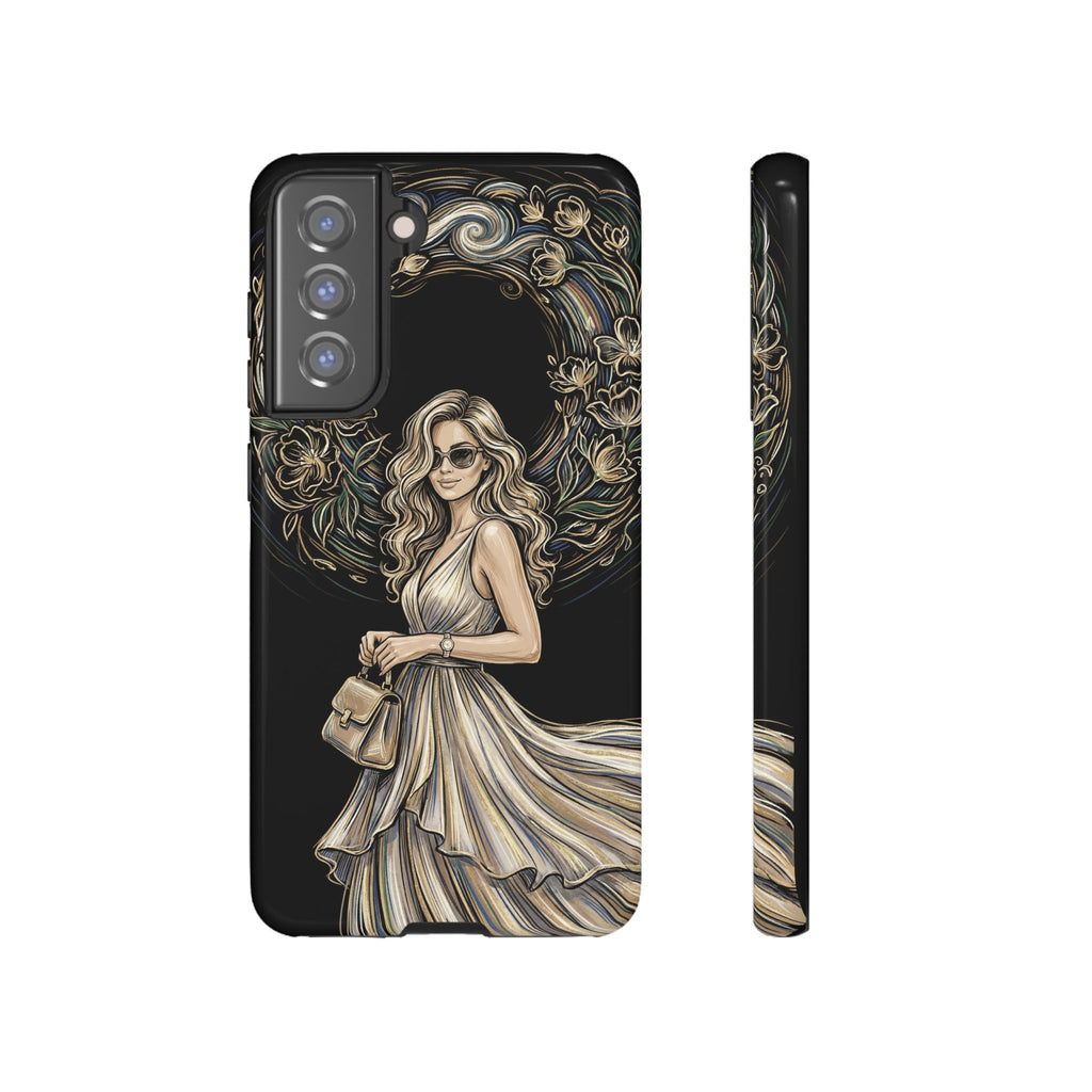 Custodia per telefono Samsung Galaxy robusta con ghirlanda floreale donna elegante