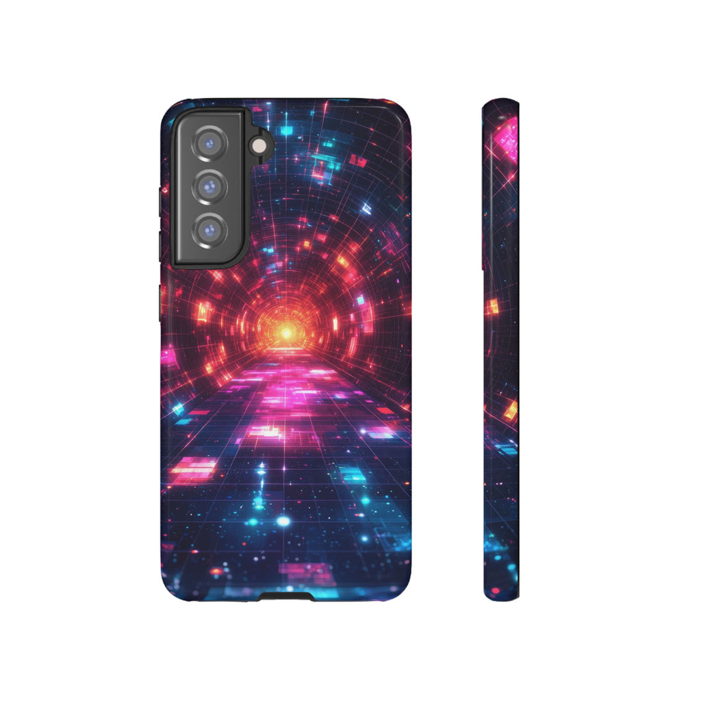 Neon Tunnel Tough Samsung Galaxy Case — Retro Futuristic Galaxy Design
