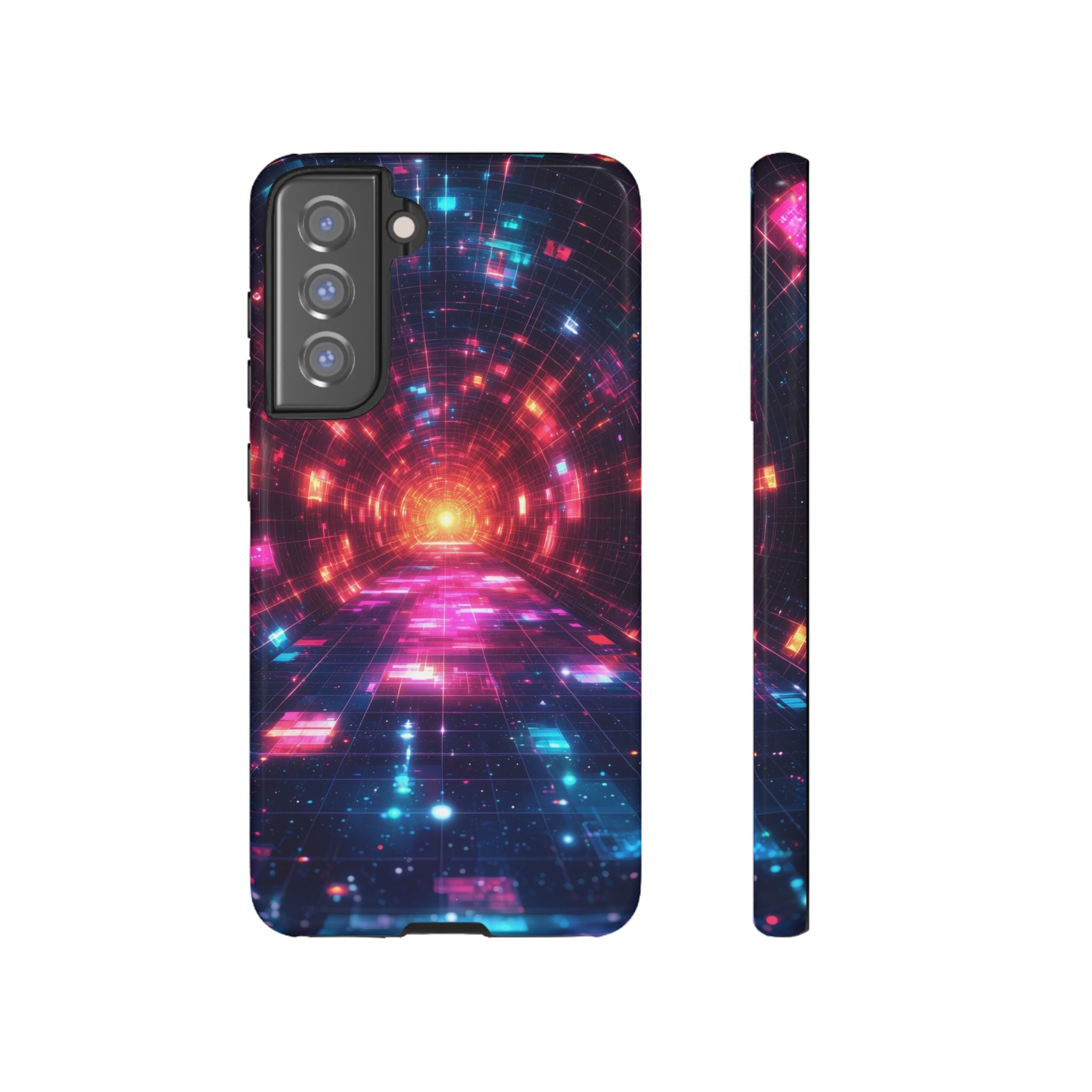 Neon Tunnel Tough Samsung Galaxy Case — Retro Futuristic Galaxy Design