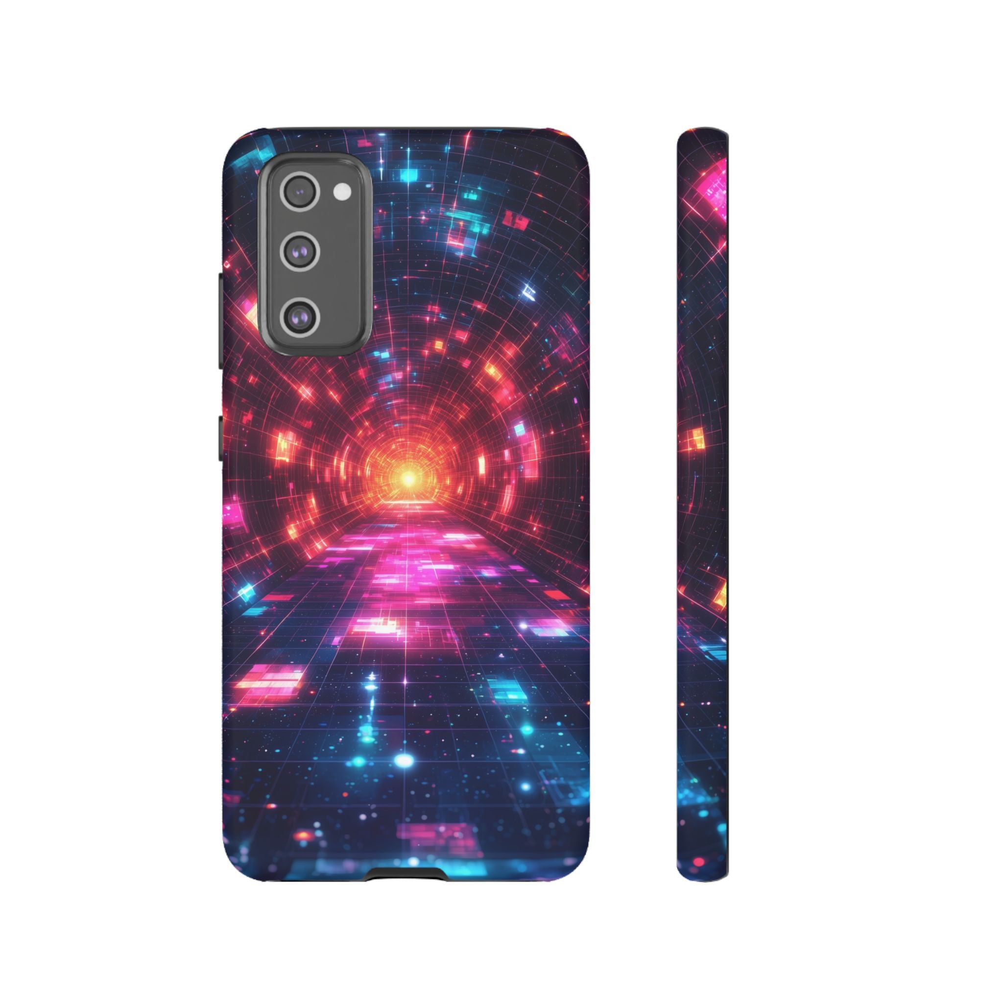 Neon Tunnel Tough Samsung Galaxy Case — Retro Futuristic Galaxy Design