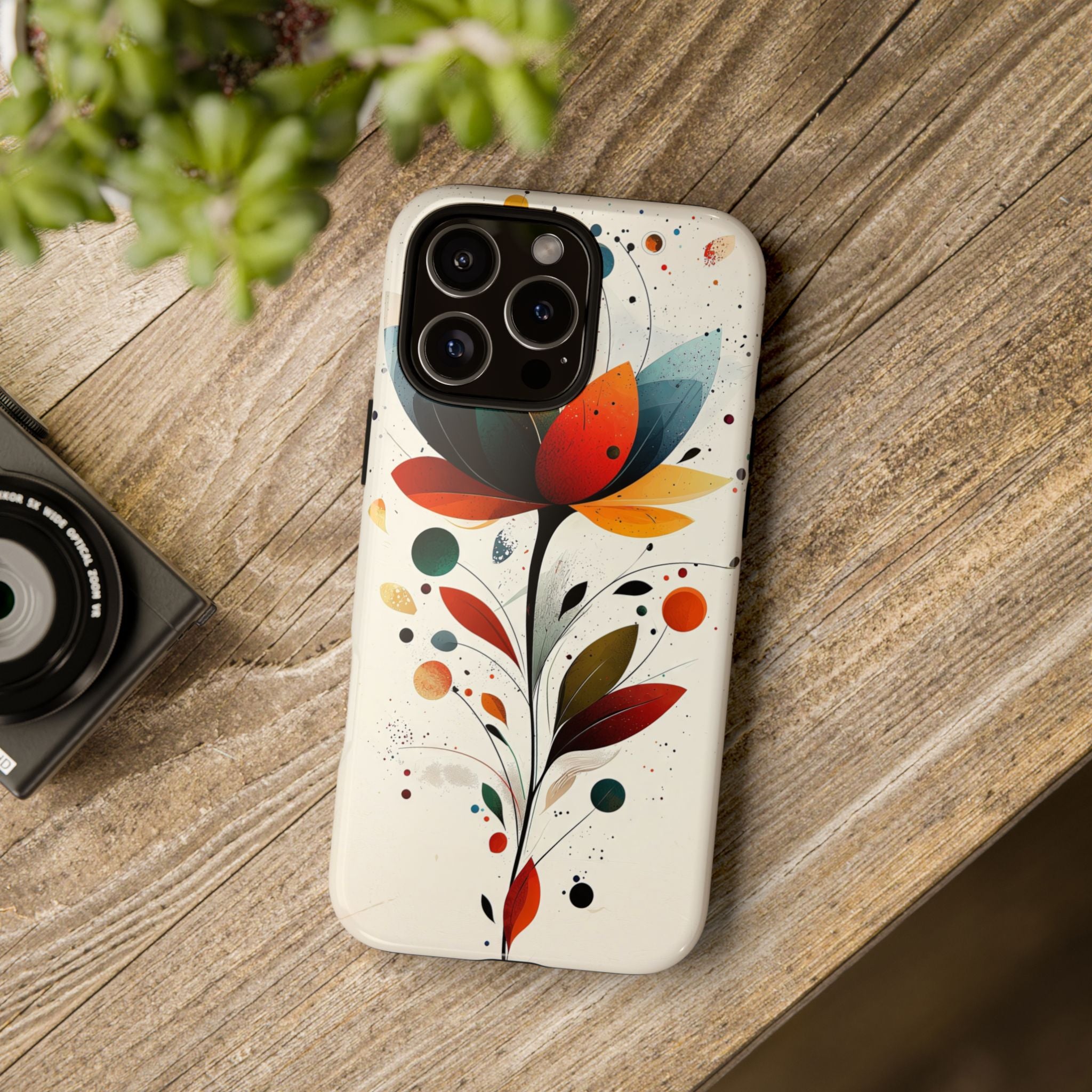 Floral Abstract Tough iPhone Case | Colourful Lotus Art Protective Cover