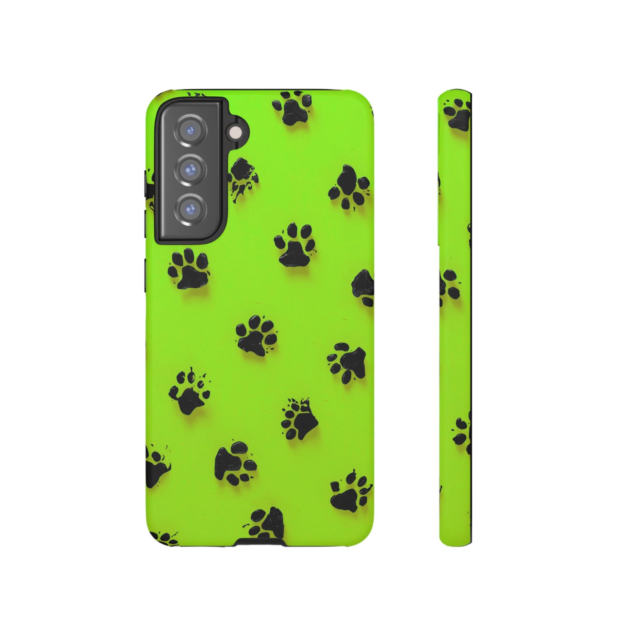 Neon Paw Print Tough Samsung Galaxy Case — Shockproof Pet Lover iPhone Cover