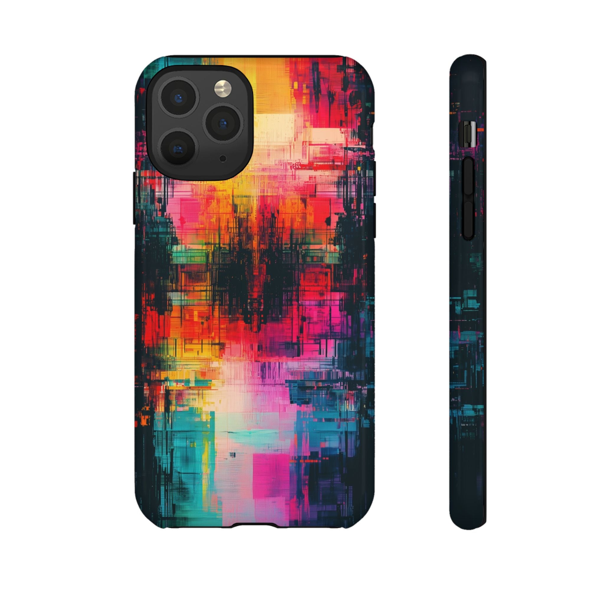 Abstract Neon Glitch Art Tough iPhone Case