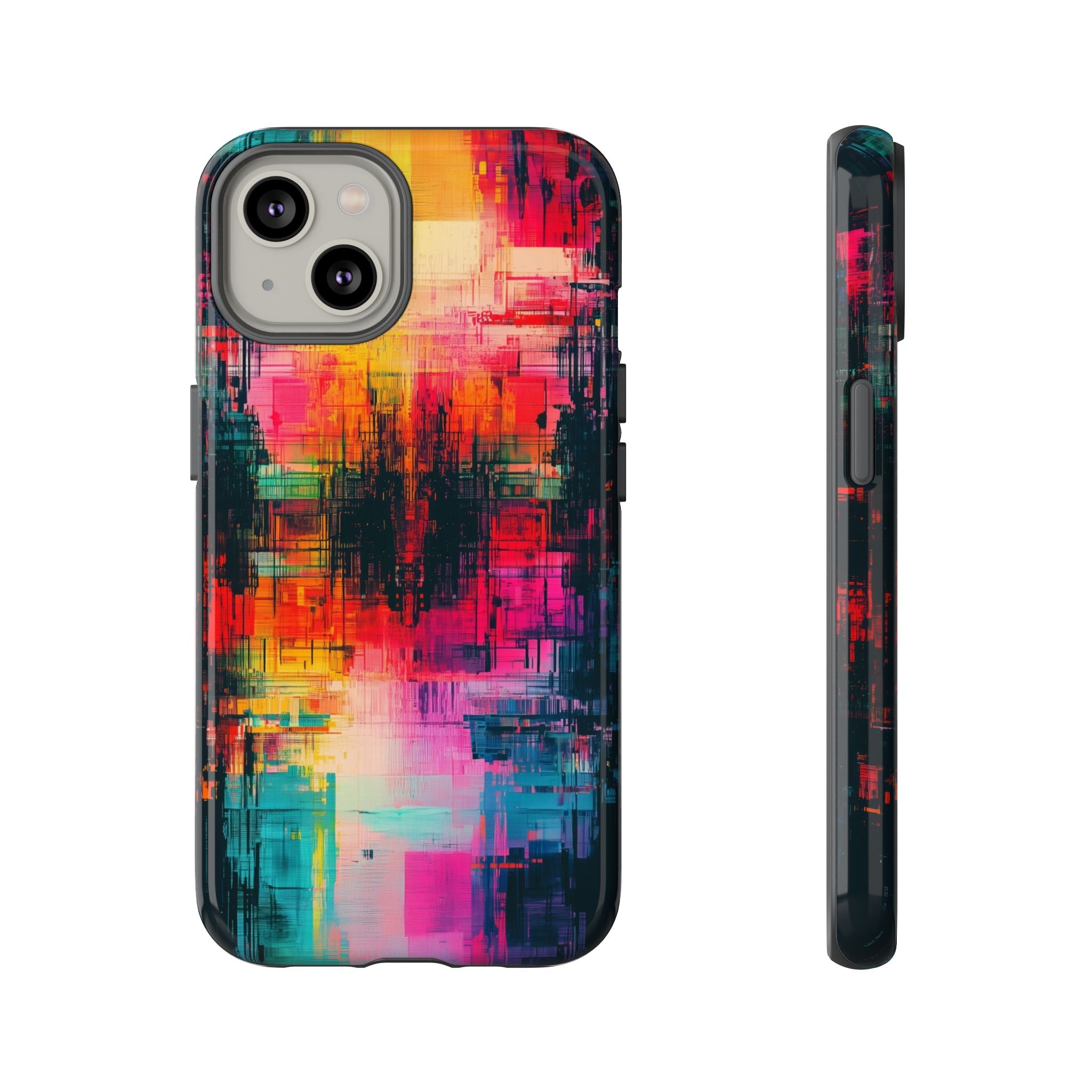 Abstract Neon Glitch Art Tough iPhone Case
