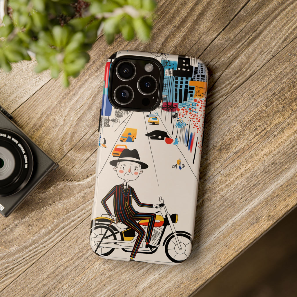 Custodia per iPhone Moto Nonno Vintage | Paesaggio Urbano Illustrato