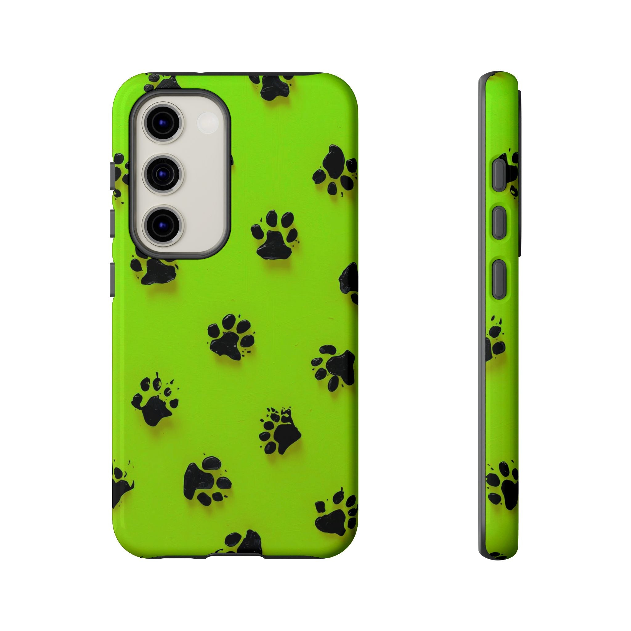 Neon Paw Print Tough Samsung Galaxy Case — Shockproof Pet Lover iPhone Cover