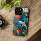 Koi Pond Tough iPhone Case — Stained Glass Lotus & Koi Design