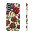 Custodia resistente per Samsung Galaxy con motivo floreale vintage a rosa rossa