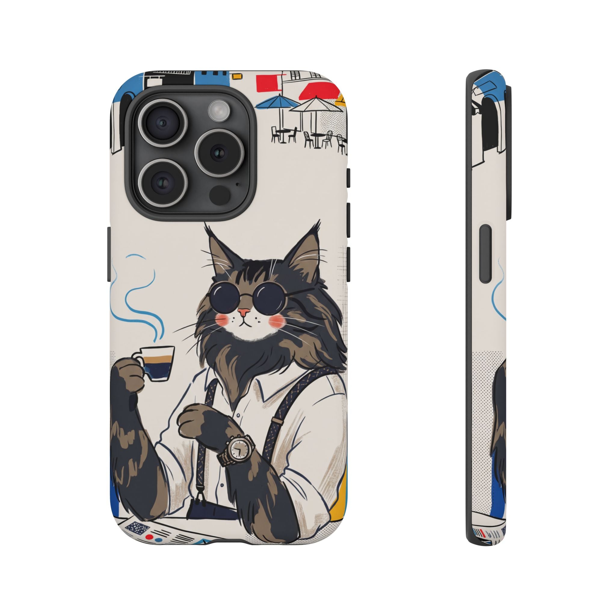 Cat Barista iPhone Case | Cool Cat in Sunglasses Coffee Shop Design
