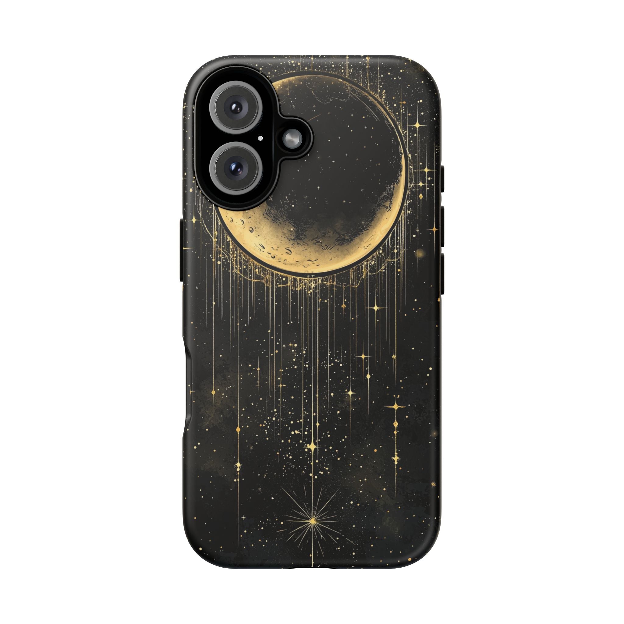 Moonlit Crescent Tough iPhone Case | Gold Stars Night Sky