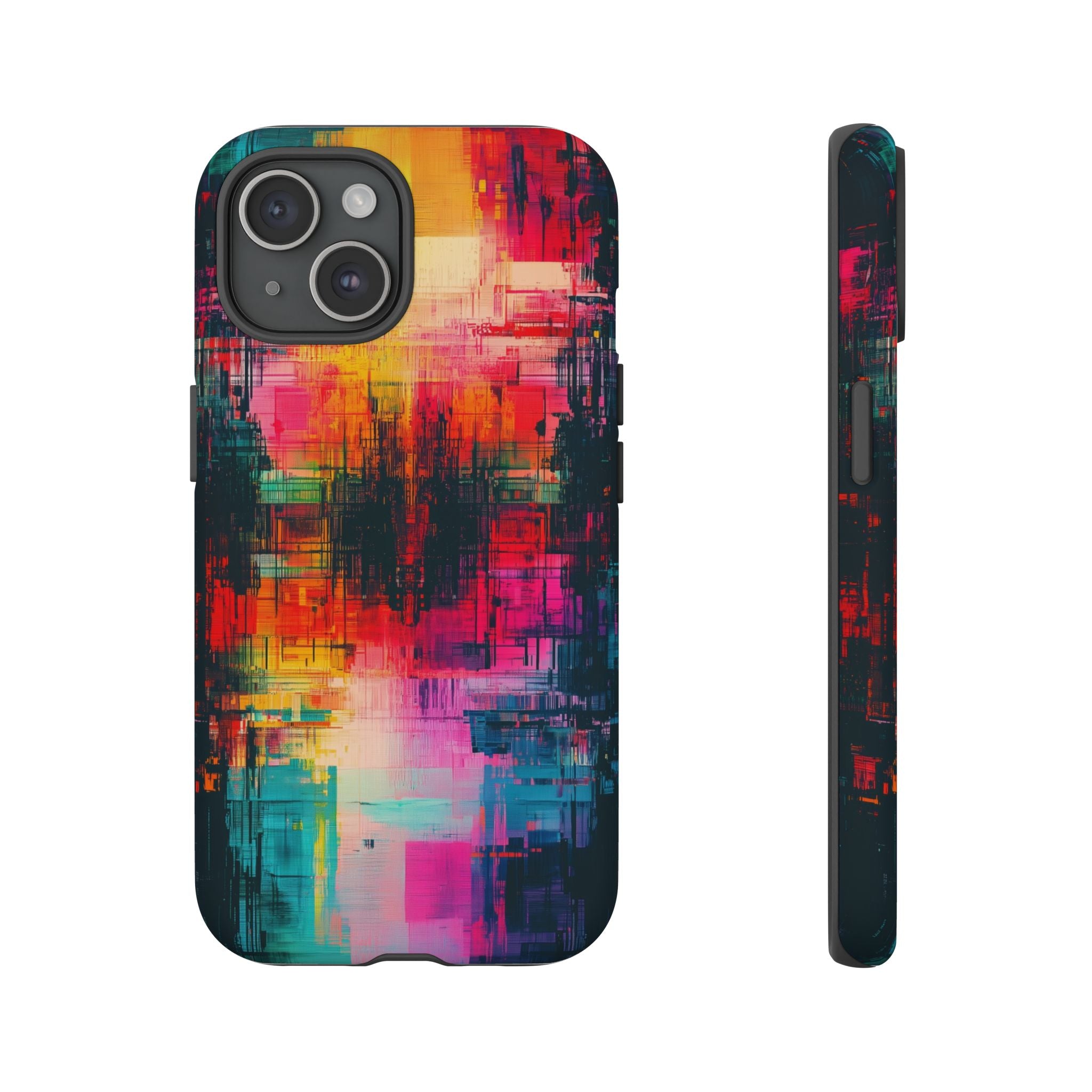 Abstract Neon Glitch Art Tough iPhone Case