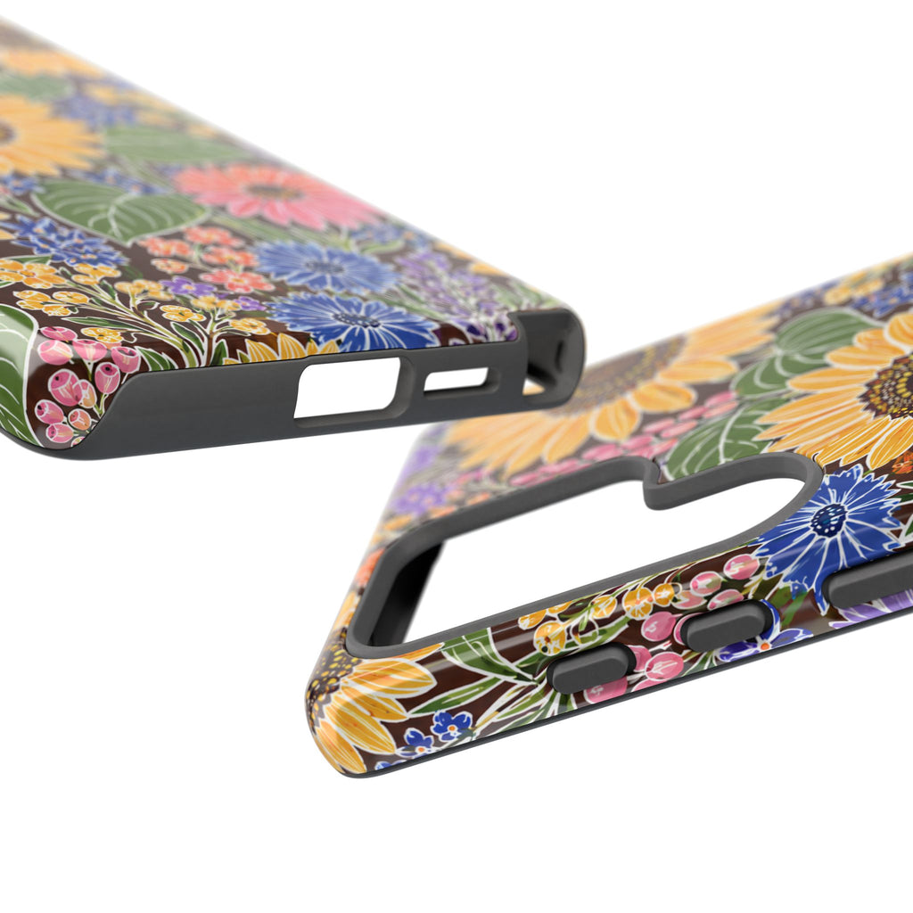 Sunflower & Wildflower Pattern Tough Samsung Phone Case