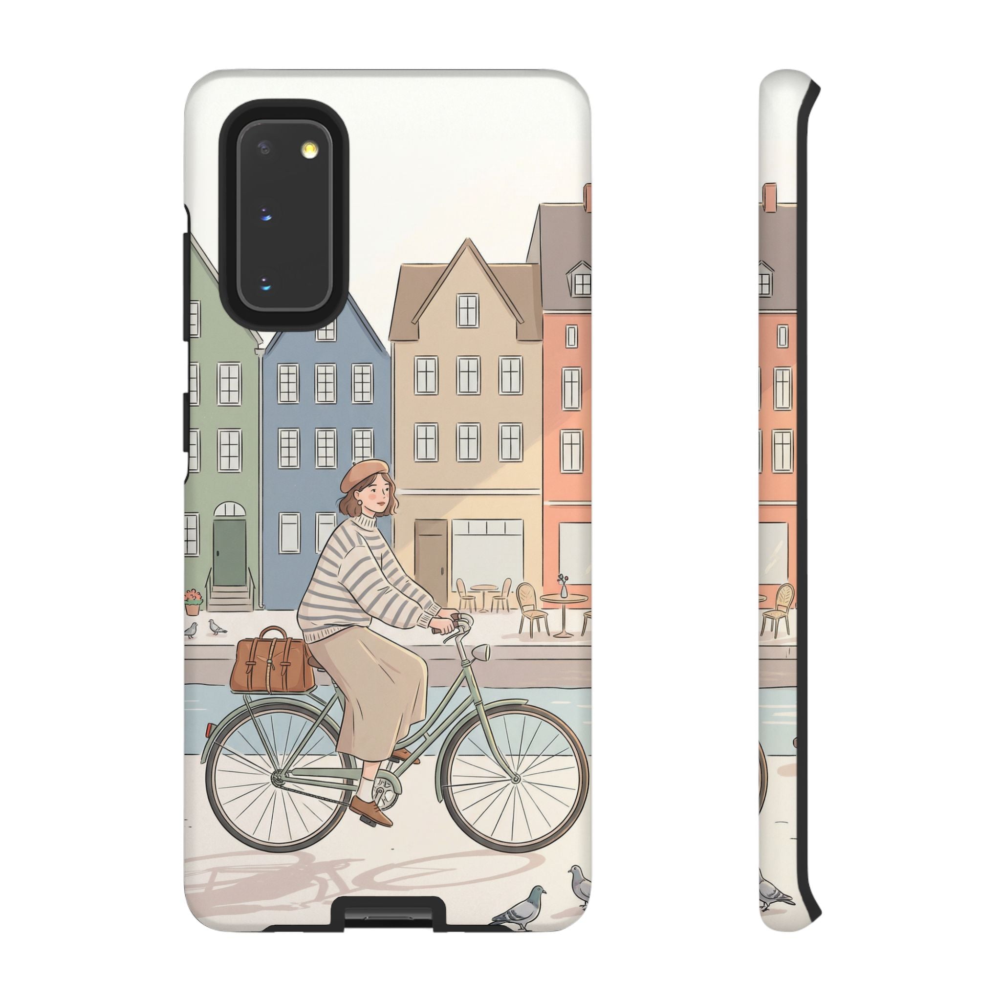City Bike Samsung Galaxy Phone Case | Cozy European Street Illustration Tough Cases