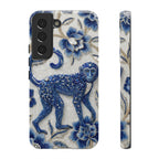 Cover per Samsung Galaxy Scimmia Zodiaco Cinese | Custodia protettiva Arte Porcellana Blu e Bianca | Regalo Anno della Scimmia