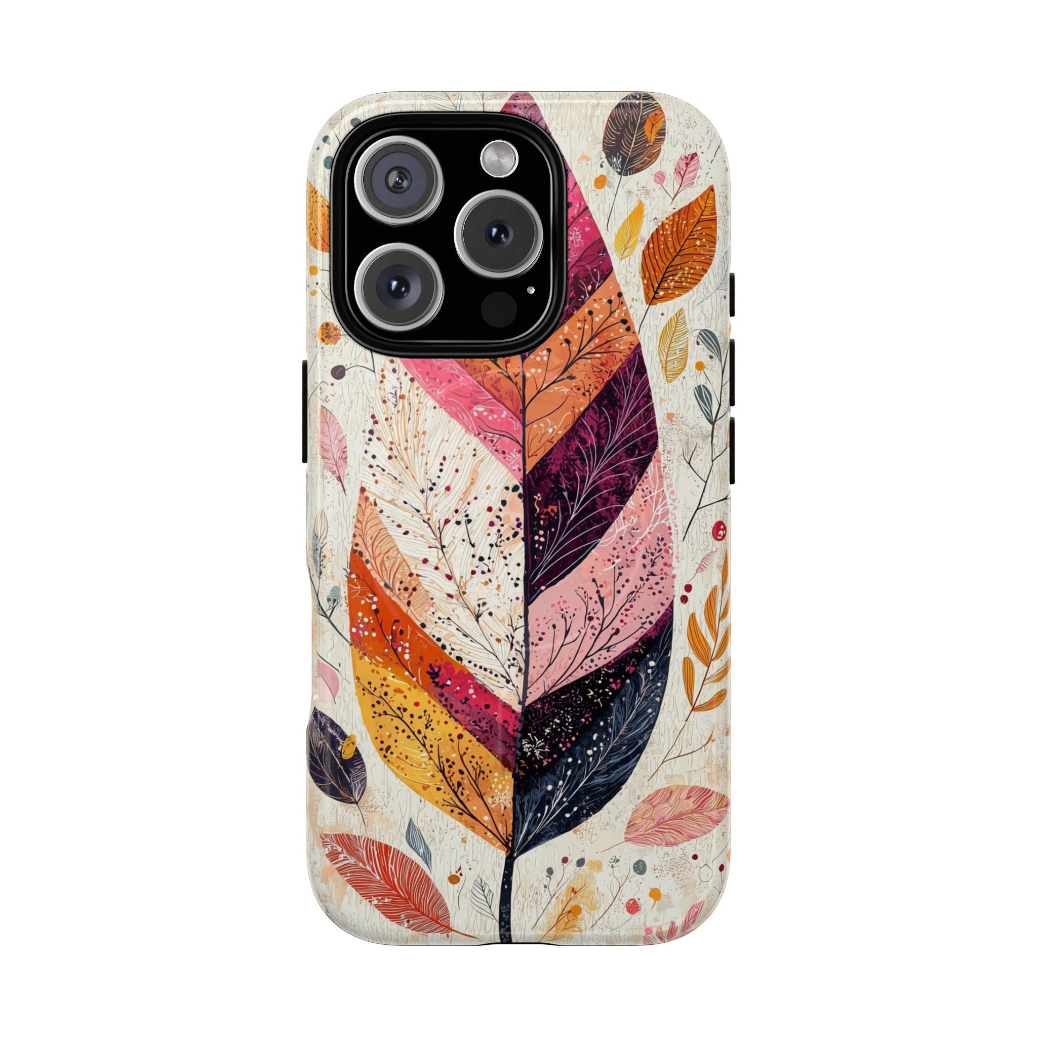 Custodia MagSafe resistente per iPhone Autumn Leaf | Design autunnale con piume ad acquerello