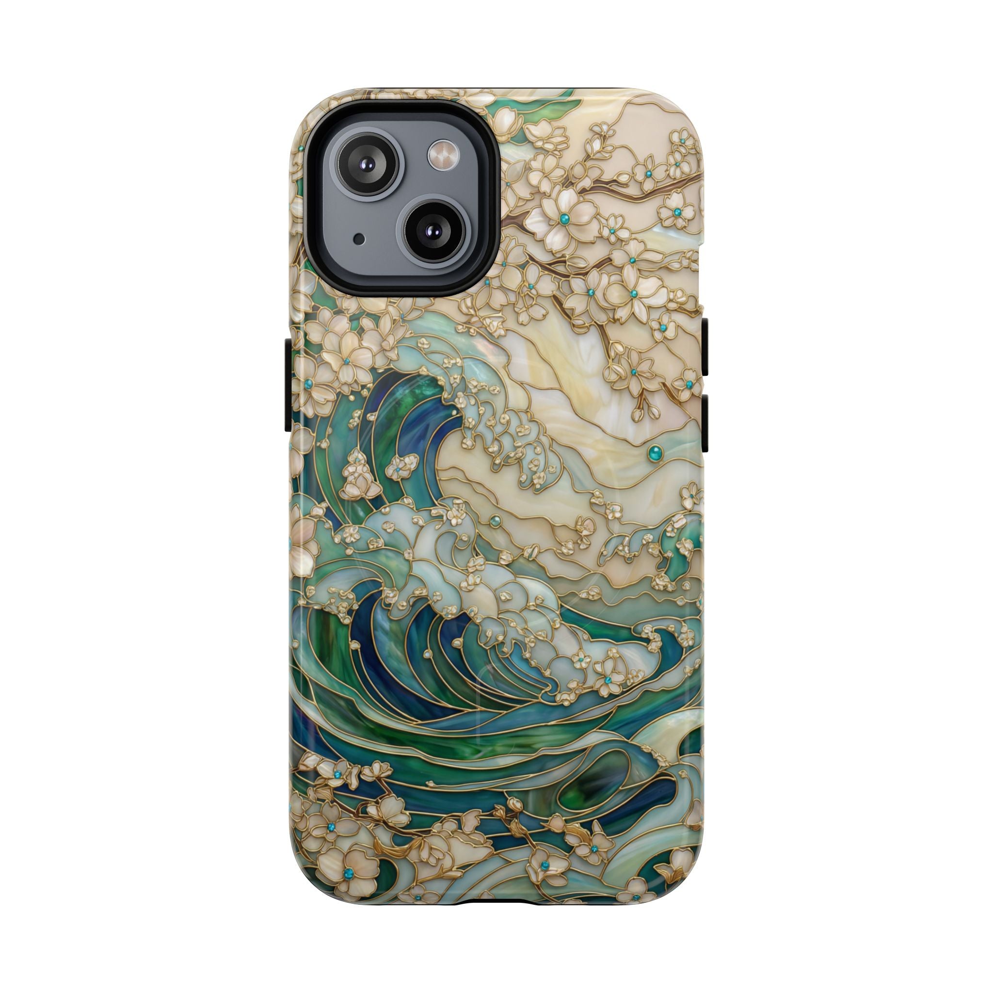 Custodia MagSafe per iPhone Ocean Wave — Custodia resistente con design artistico color acquamarina