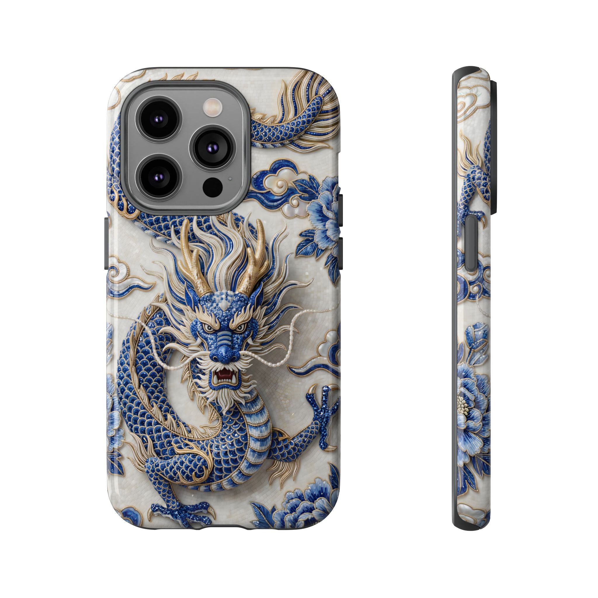Asian Zodiac Dragon iPhone Case | Blue & White Porcelain Luxury Protective Case | Year of the Dragon Gift