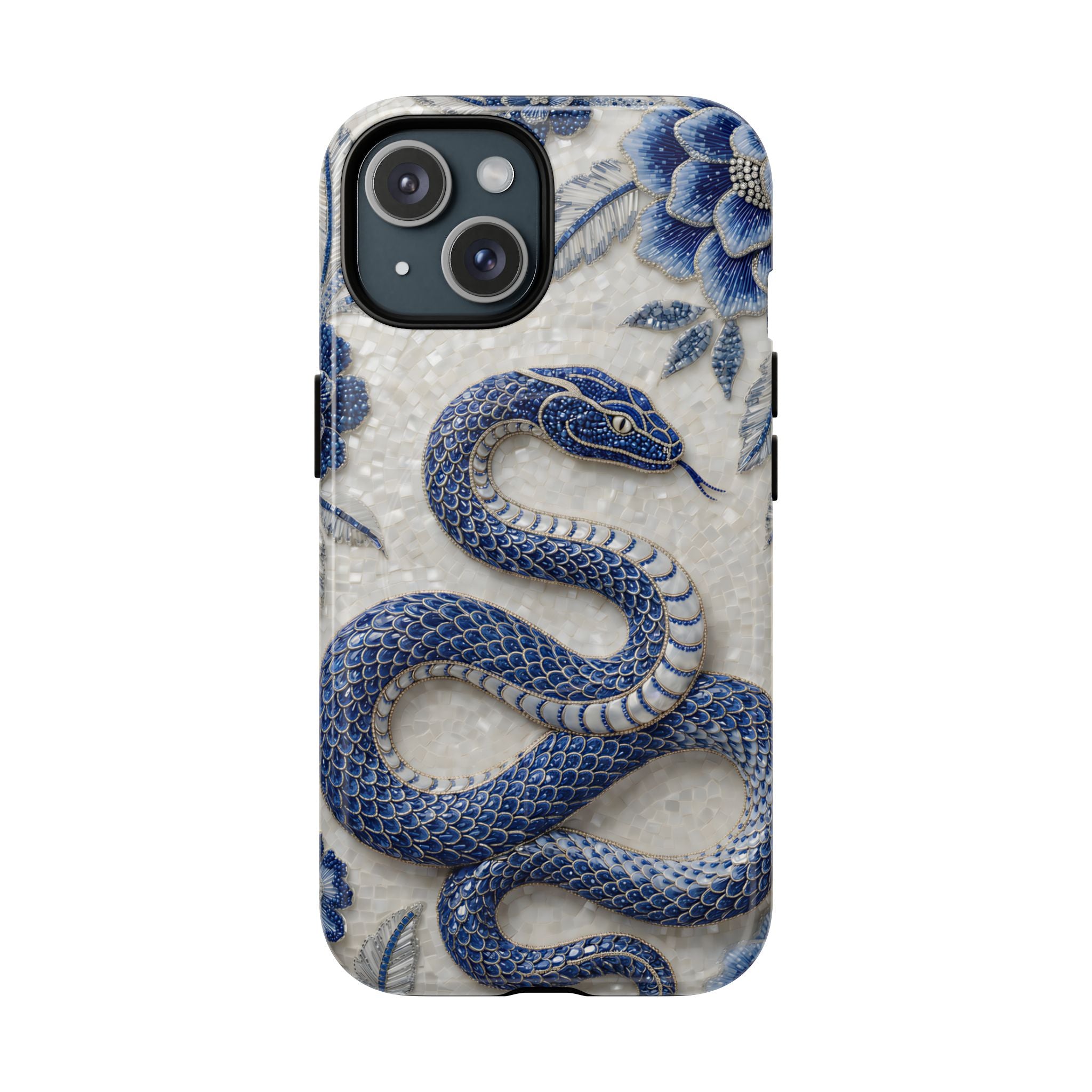 Asian Zodiac Snake MagSafe iPhone Case | Blue & White Porcelain Slim Shockproof Case | Year of the Snake