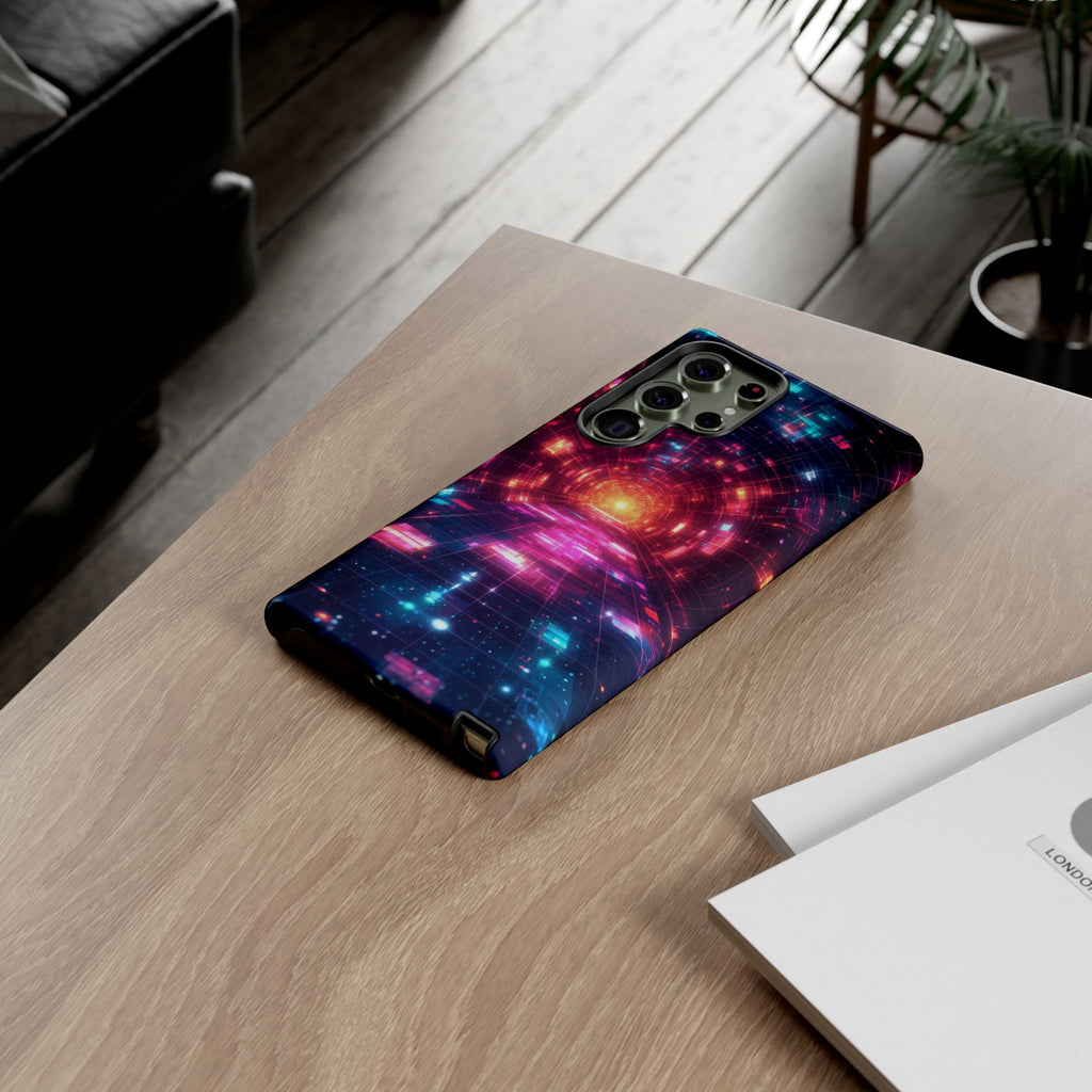 Neon Tunnel Tough Samsung Galaxy Case — Retro Futuristic Galaxy Design