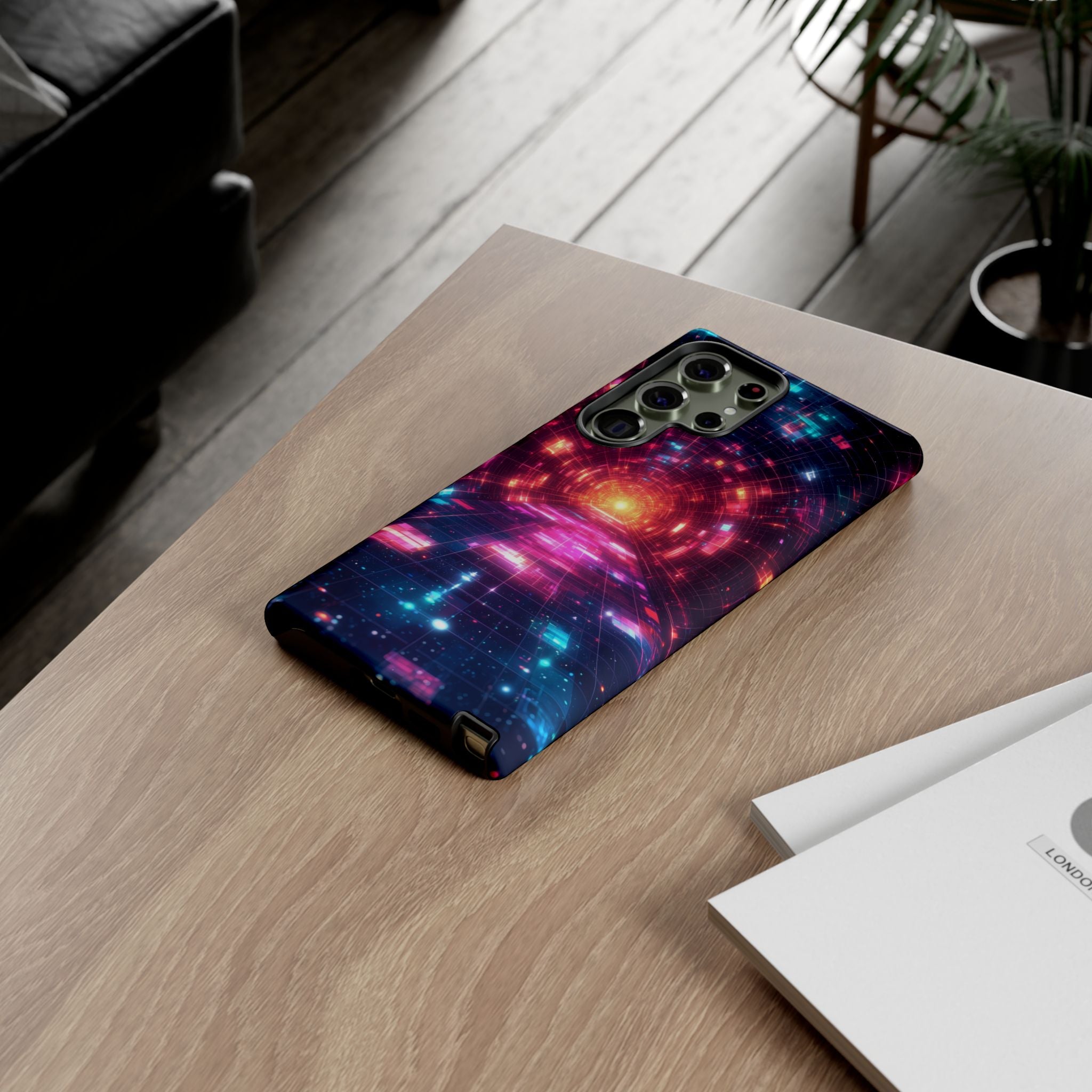 Neon Tunnel Tough Samsung Galaxy Case — Retro Futuristic Galaxy Design
