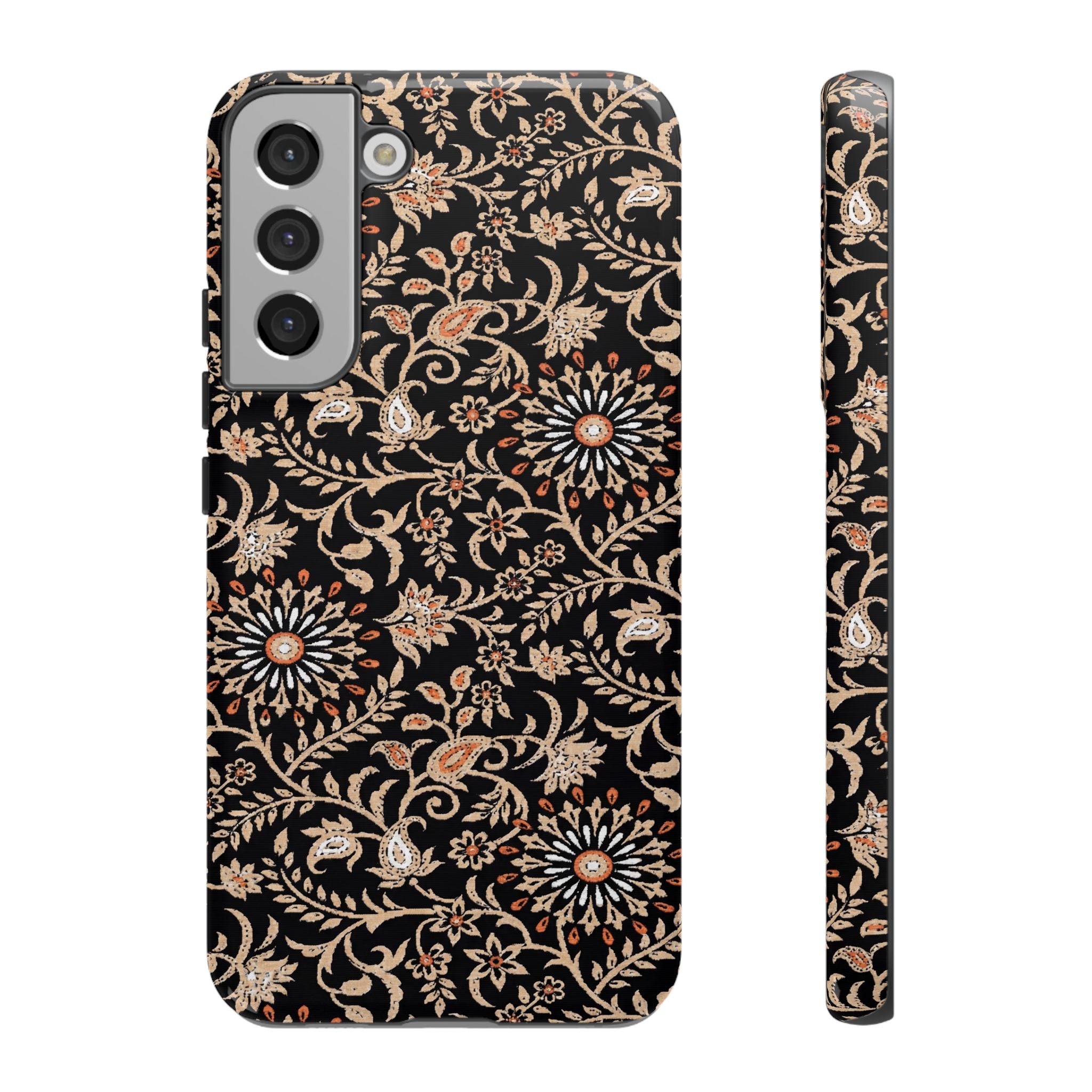 Batik Floral Black Ornate Daisies Tough Samsung Galaxy Case