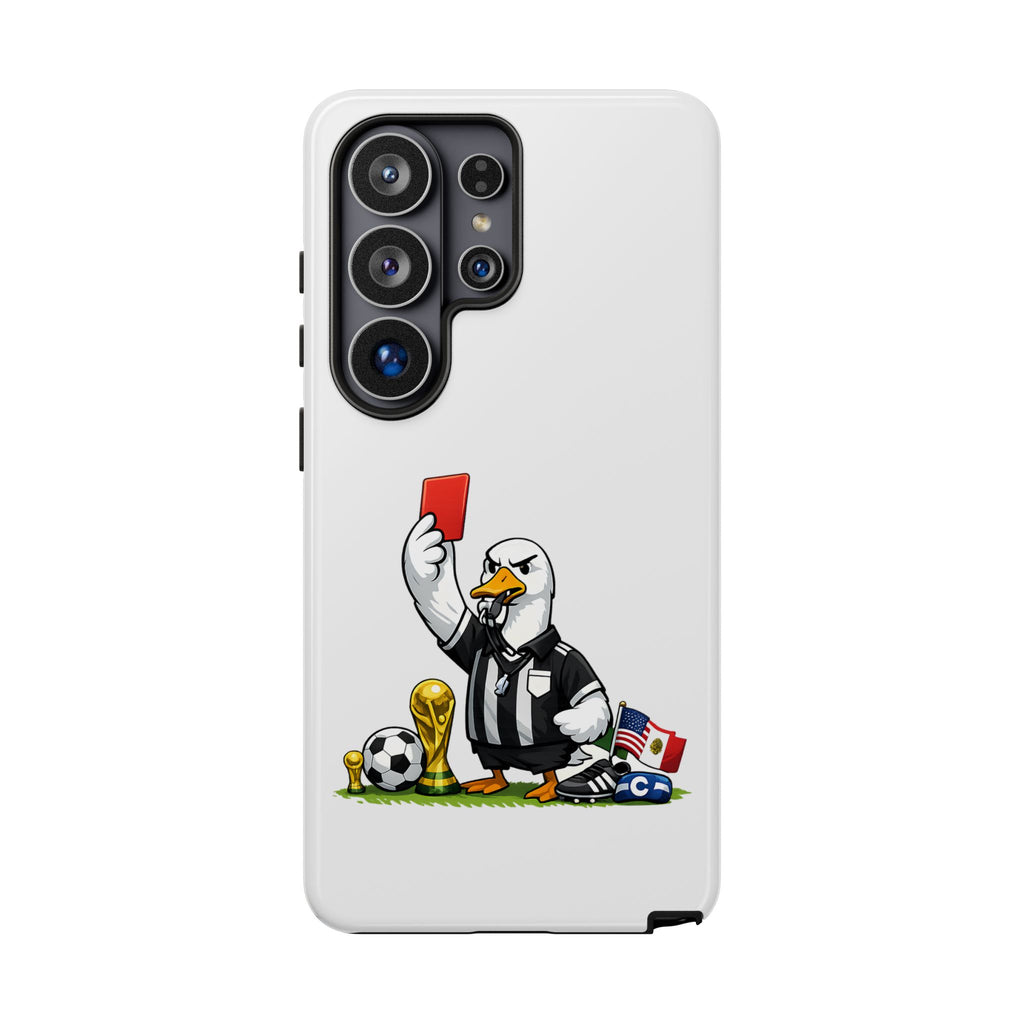 Funny Goose Referee Samsung Galaxy Phone Case | Soccer Red Card Art Cover