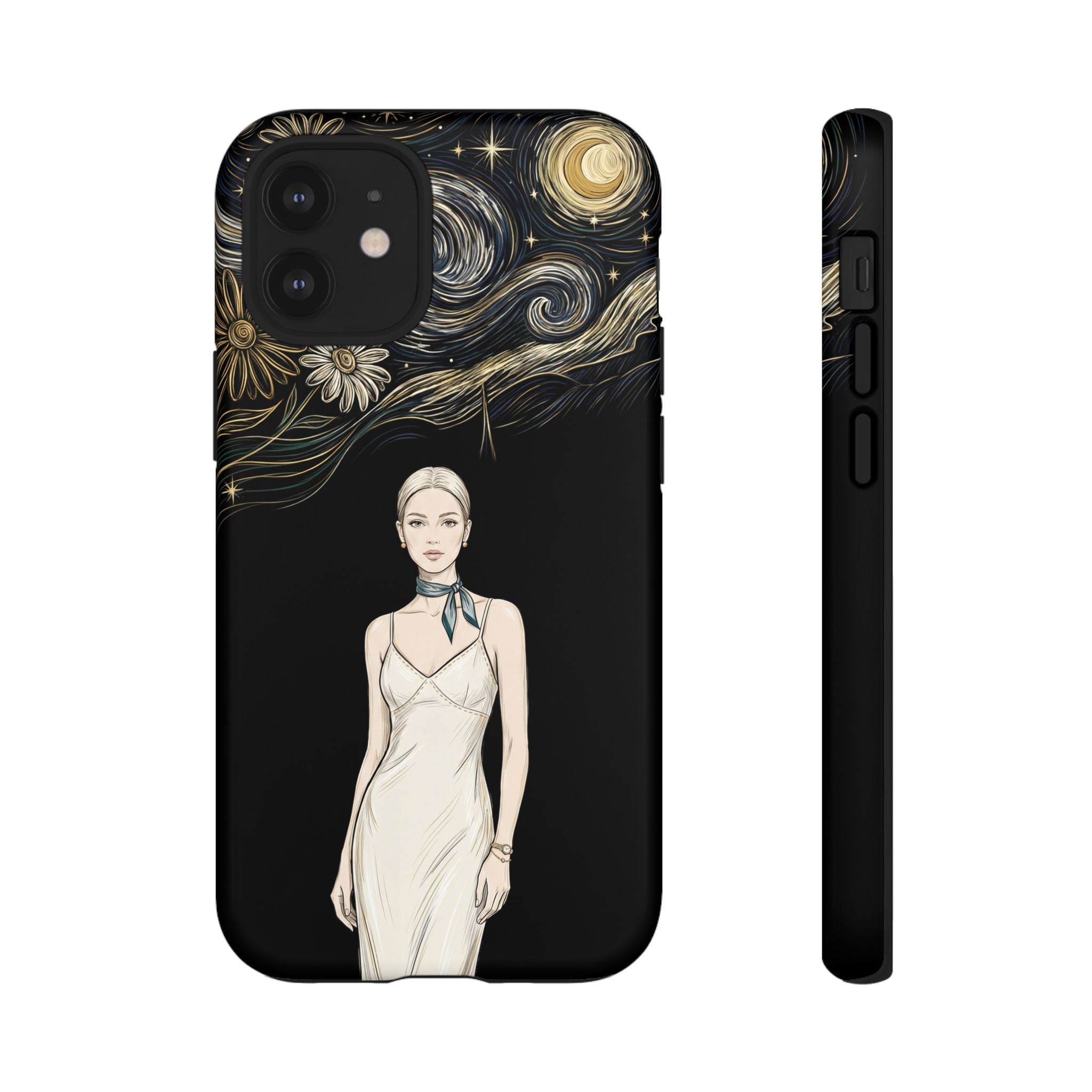 Starry Night Fashion iPhone Case | Elegant Woman Illustration