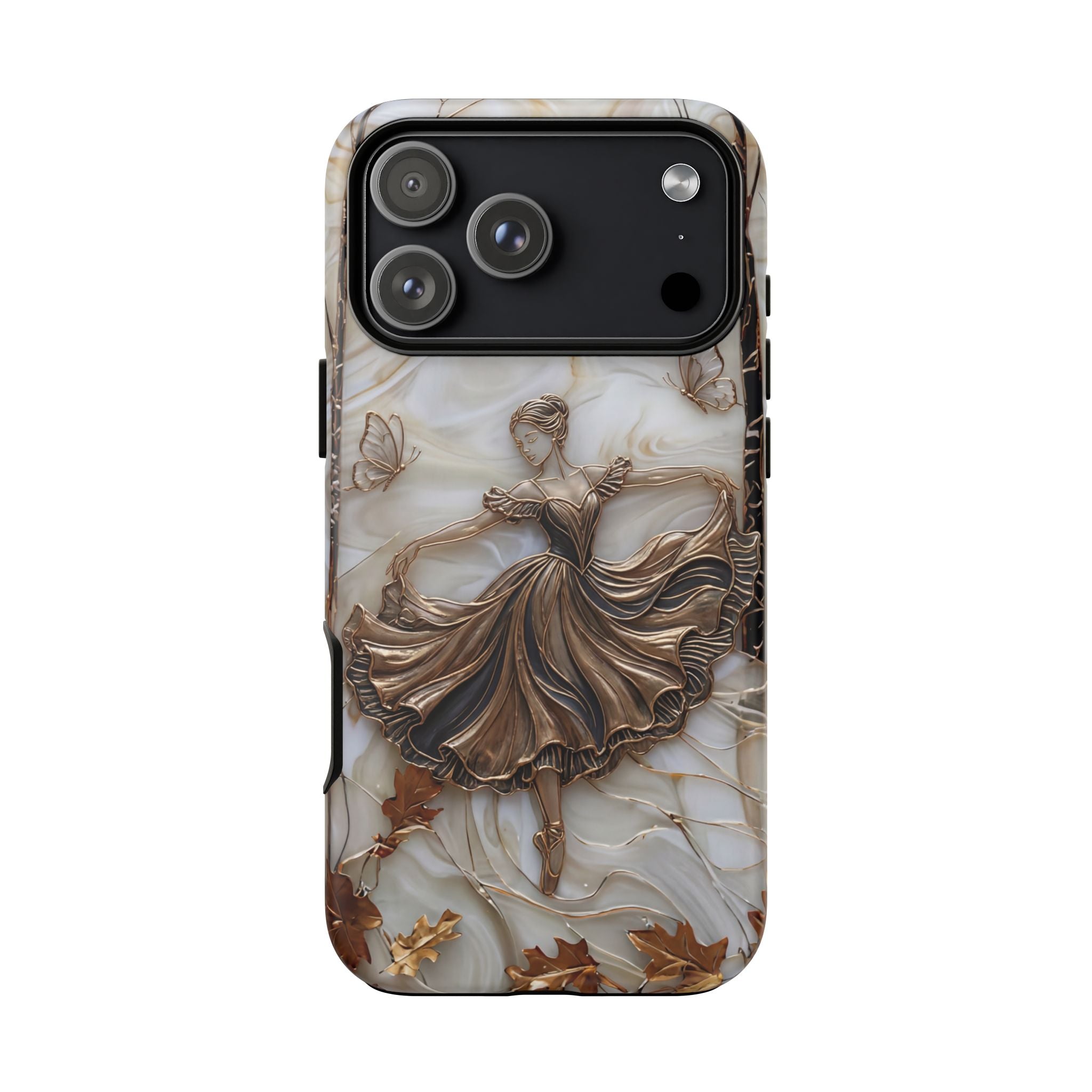 Elegant Bronze Ballerina Dance Design iPhone Case