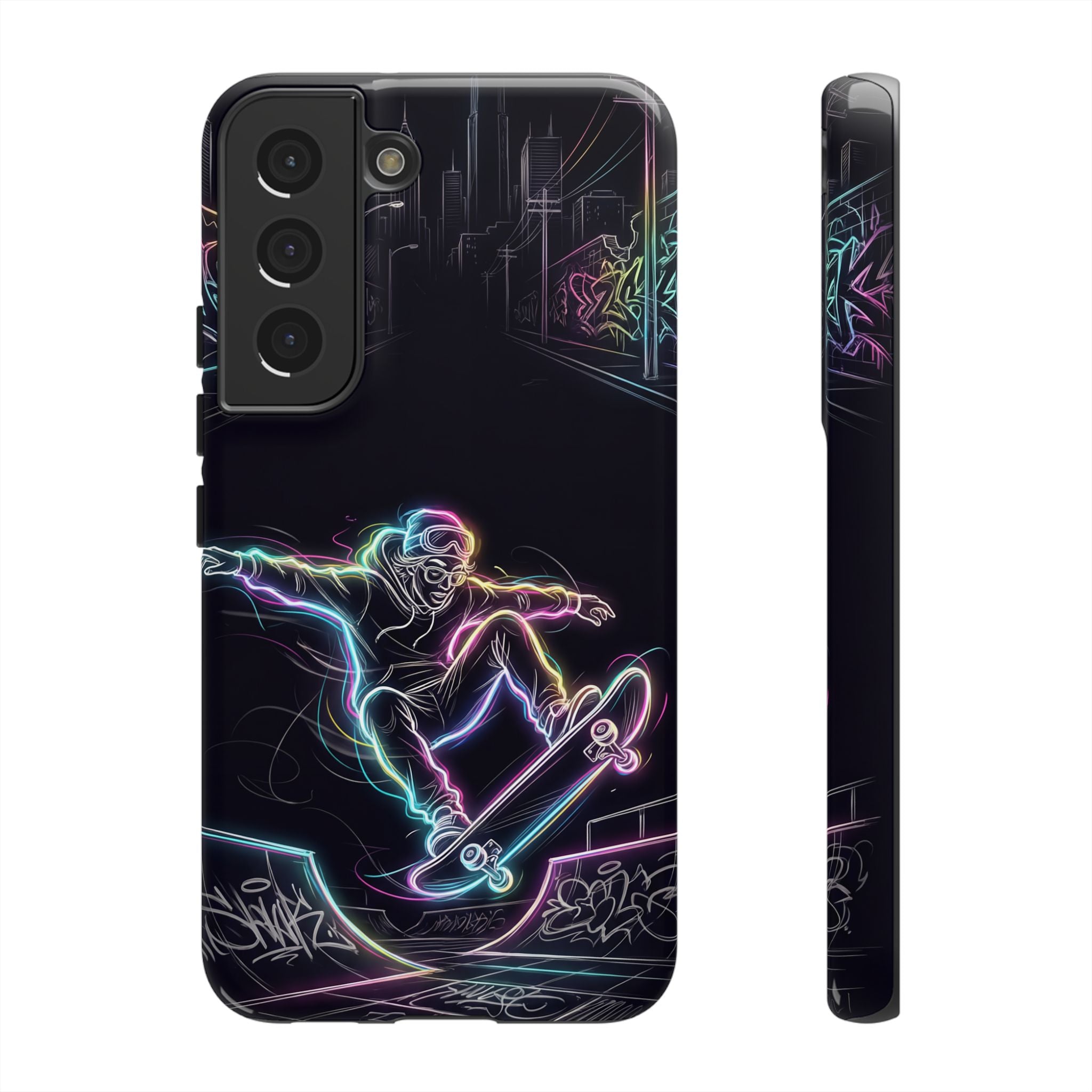 Neon Skateboard Samsung Galaxy Phone Case | Glow Skatepark Protective Cover
