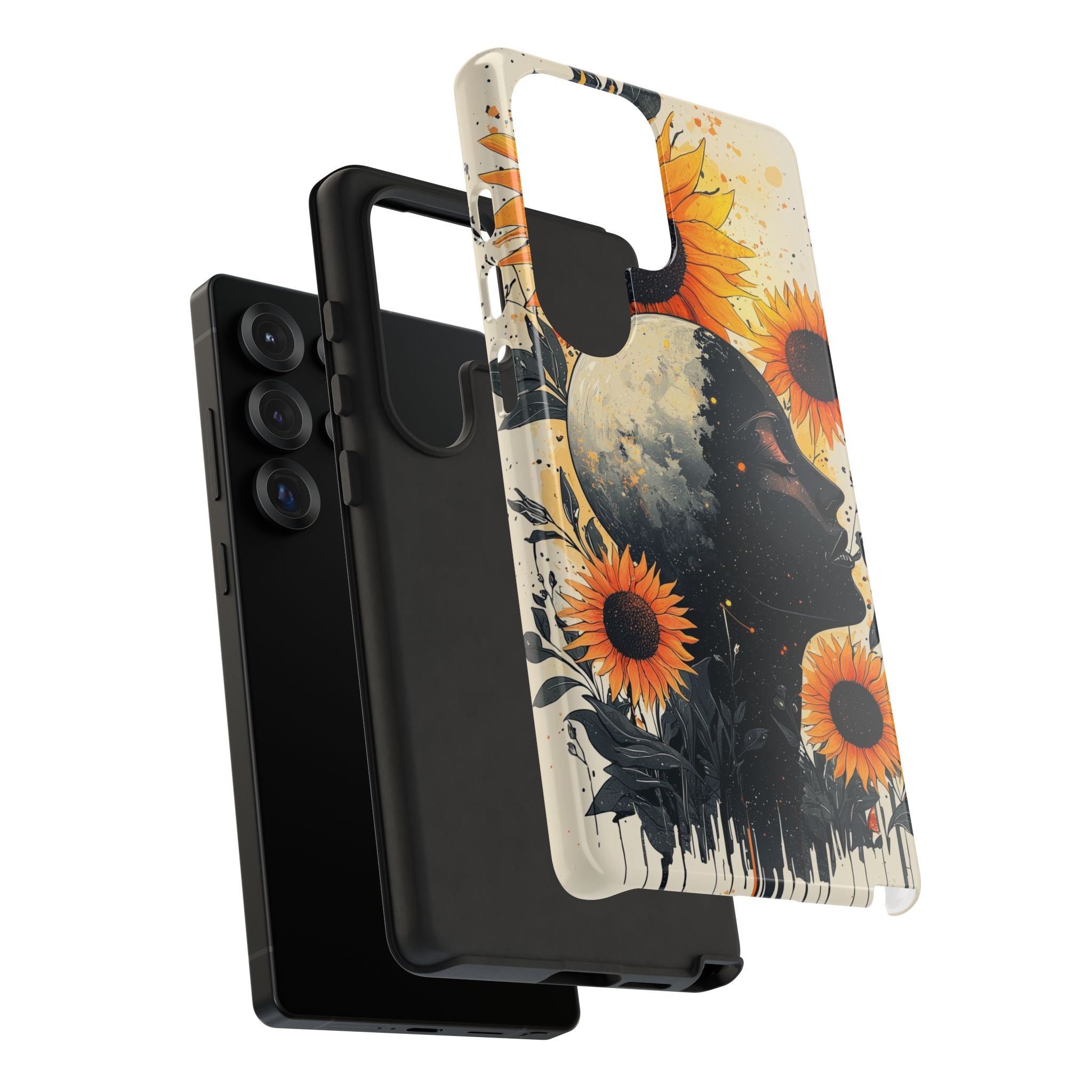 Sunflower Moon Art Samsung Galaxy Case | Floral Celestial