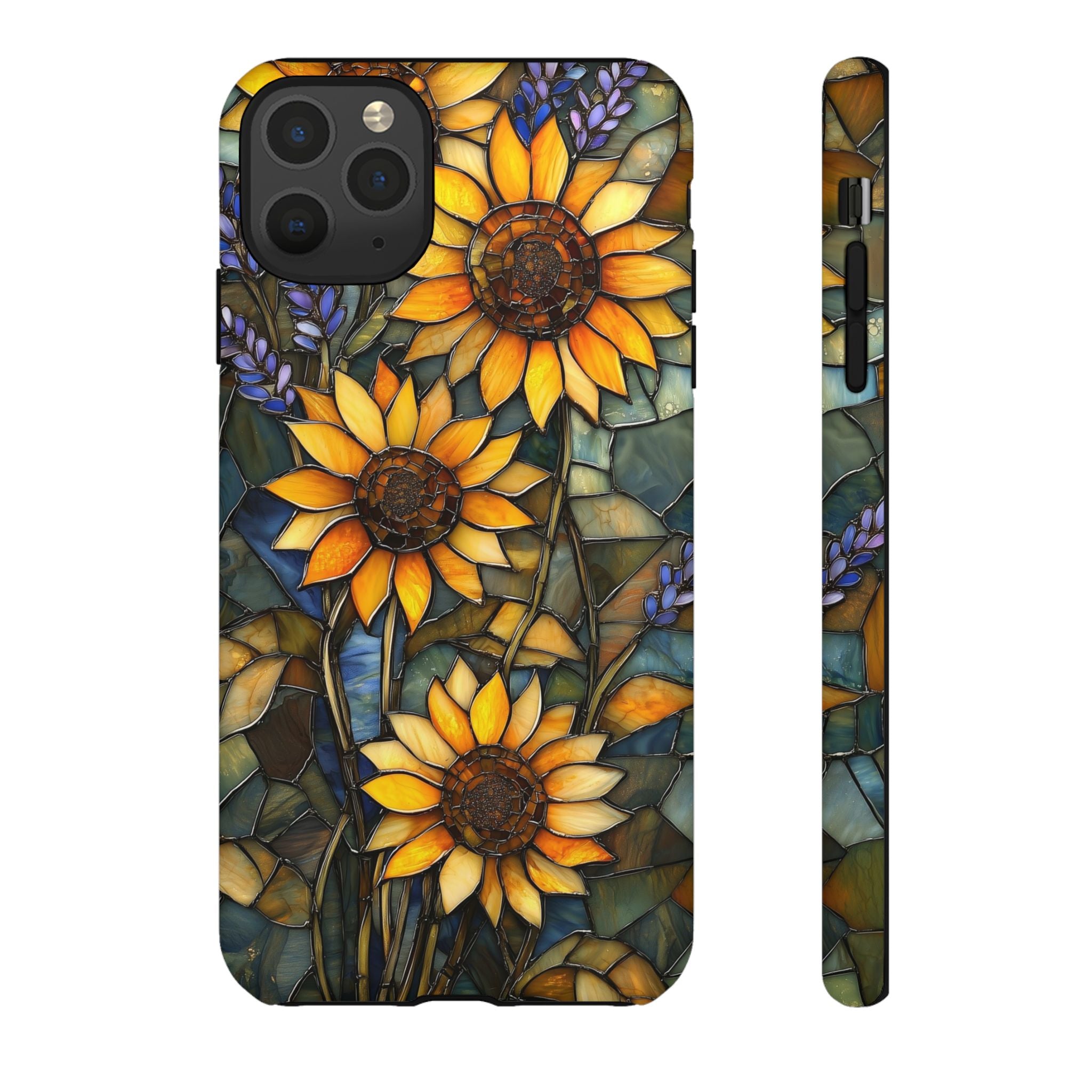 Sunflower Stained Glass Tough iPhone Case | Floral Protective Cover