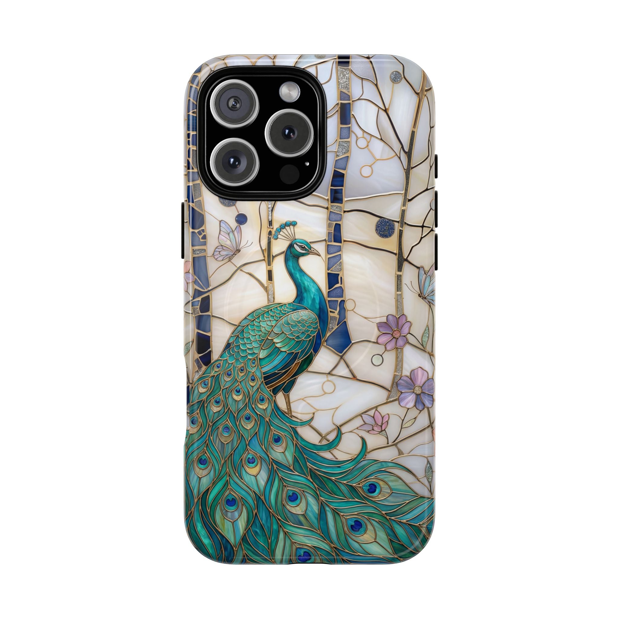 Peacock Stained Glass Tough MagSafe Phone Case