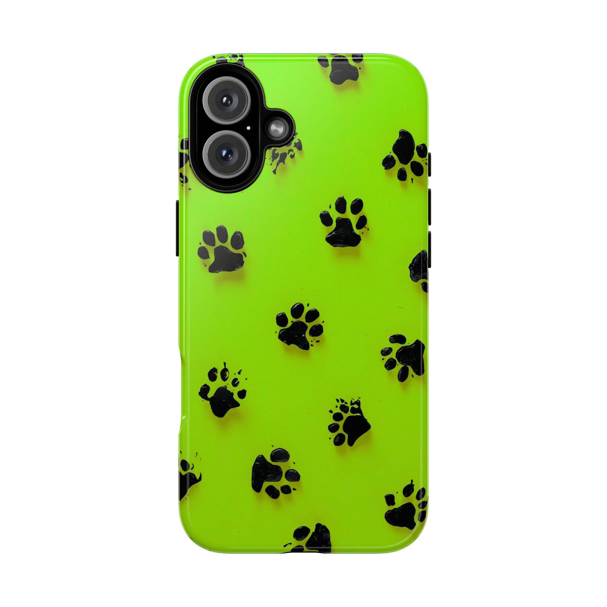 Neon Paw Print Tough Phone Case — Shockproof Pet Lover iPhone Cover