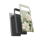 White Floral  Google Pixel Phone Case | Sage Green Botanical Phone Case