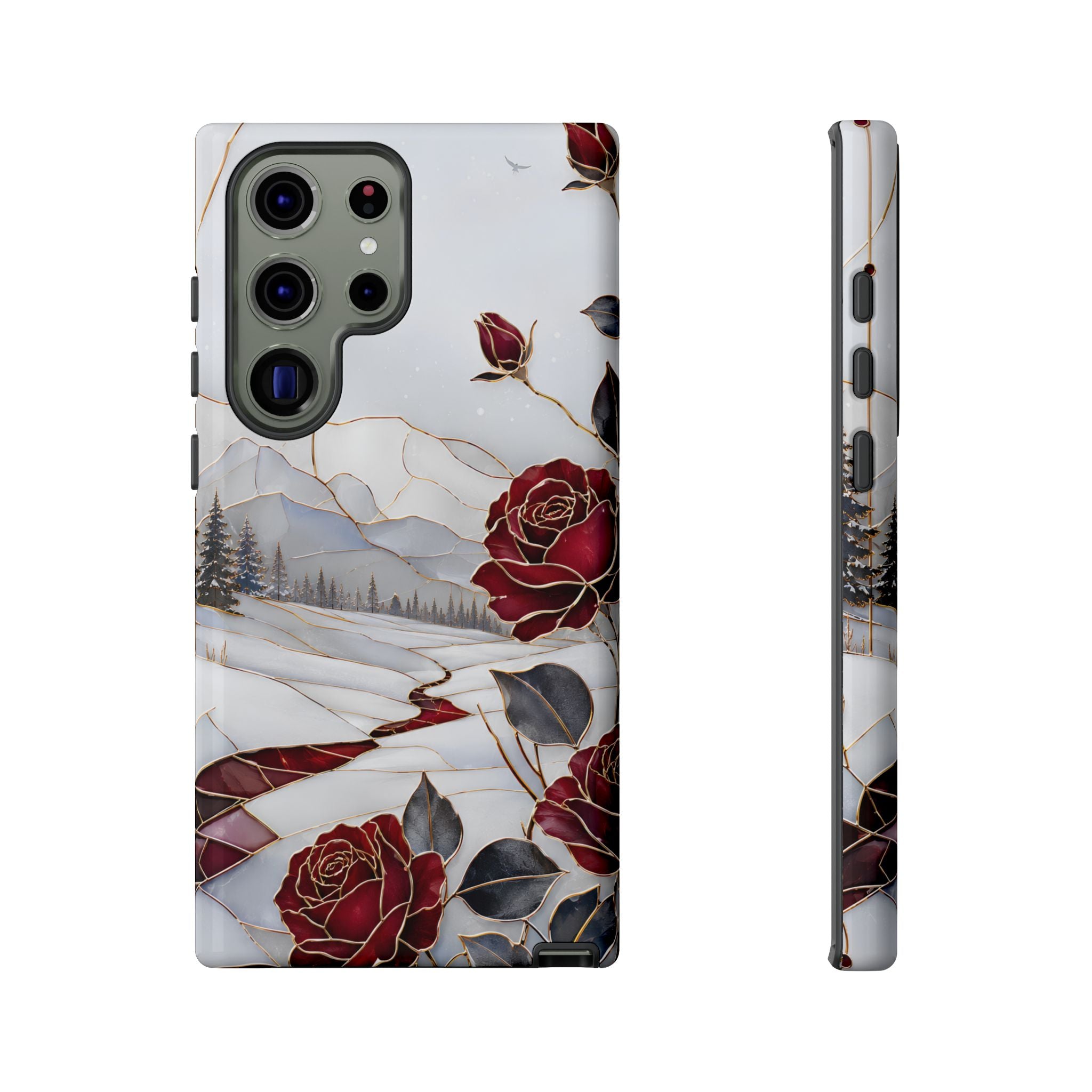 Winter Rose Samsung Galaxy Phone Case | Red Floral Phone Case