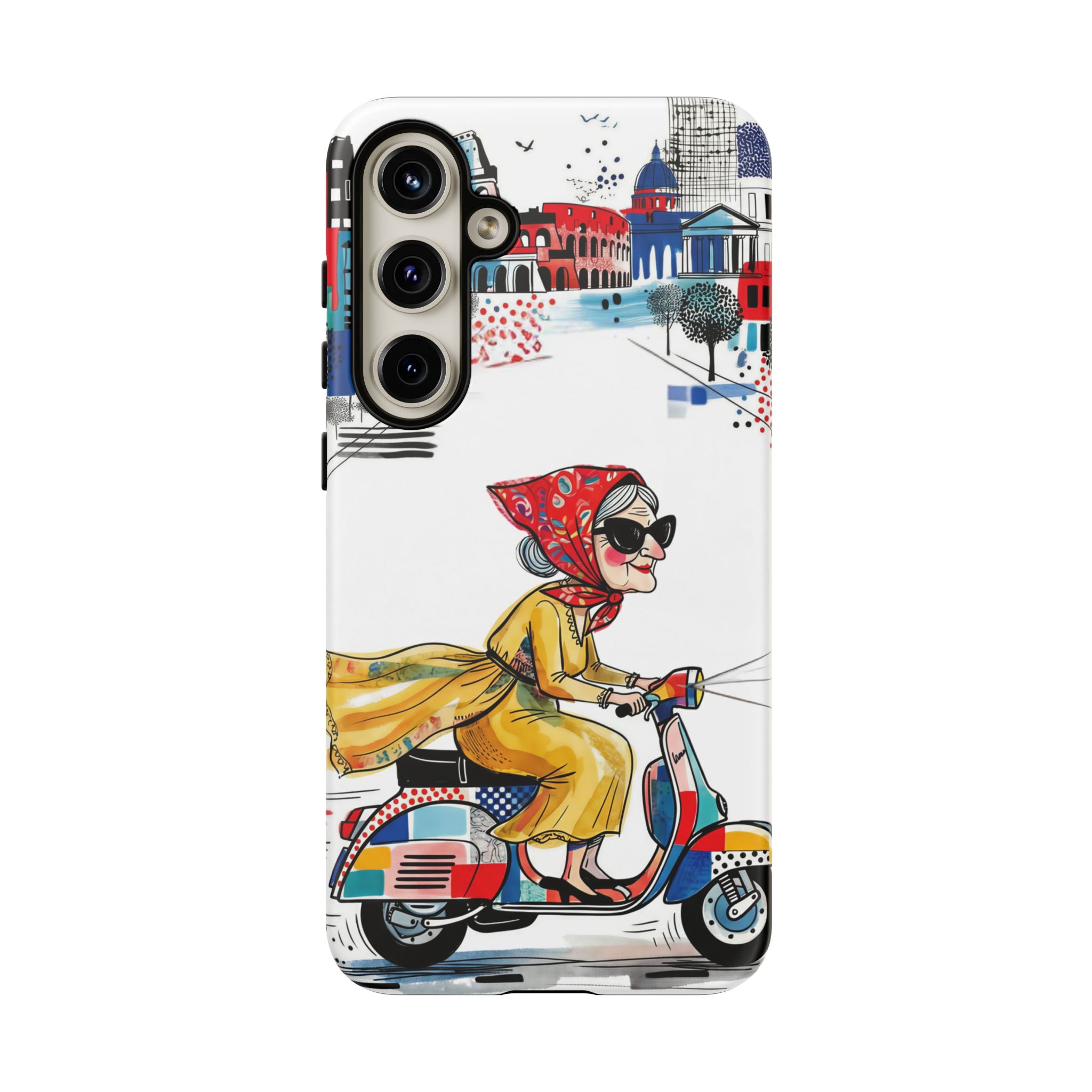 Vintage Vespa Granny Samsung Galaxy Phone Case | Retro Scooter Travel iPhone Cover
