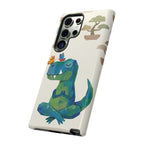 Meditating Dinosaur Samsung Galaxy Phone Case | Cute T-Rex with Butterflies and Bonsai
