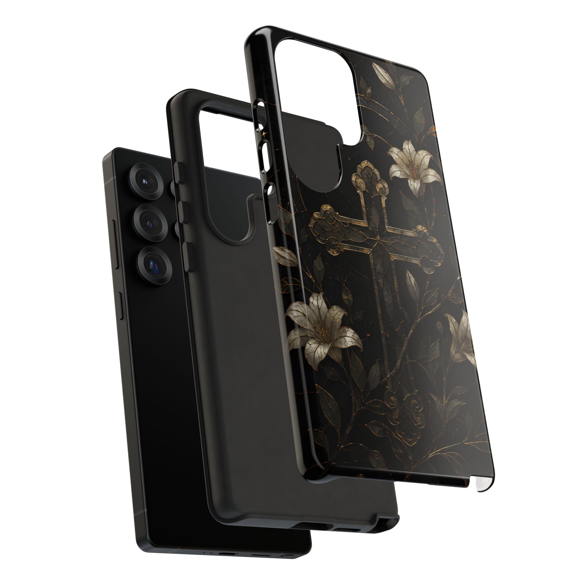 Gothic Cross Lily Samsung Galaxy Phone Case | Christian iPhone Case