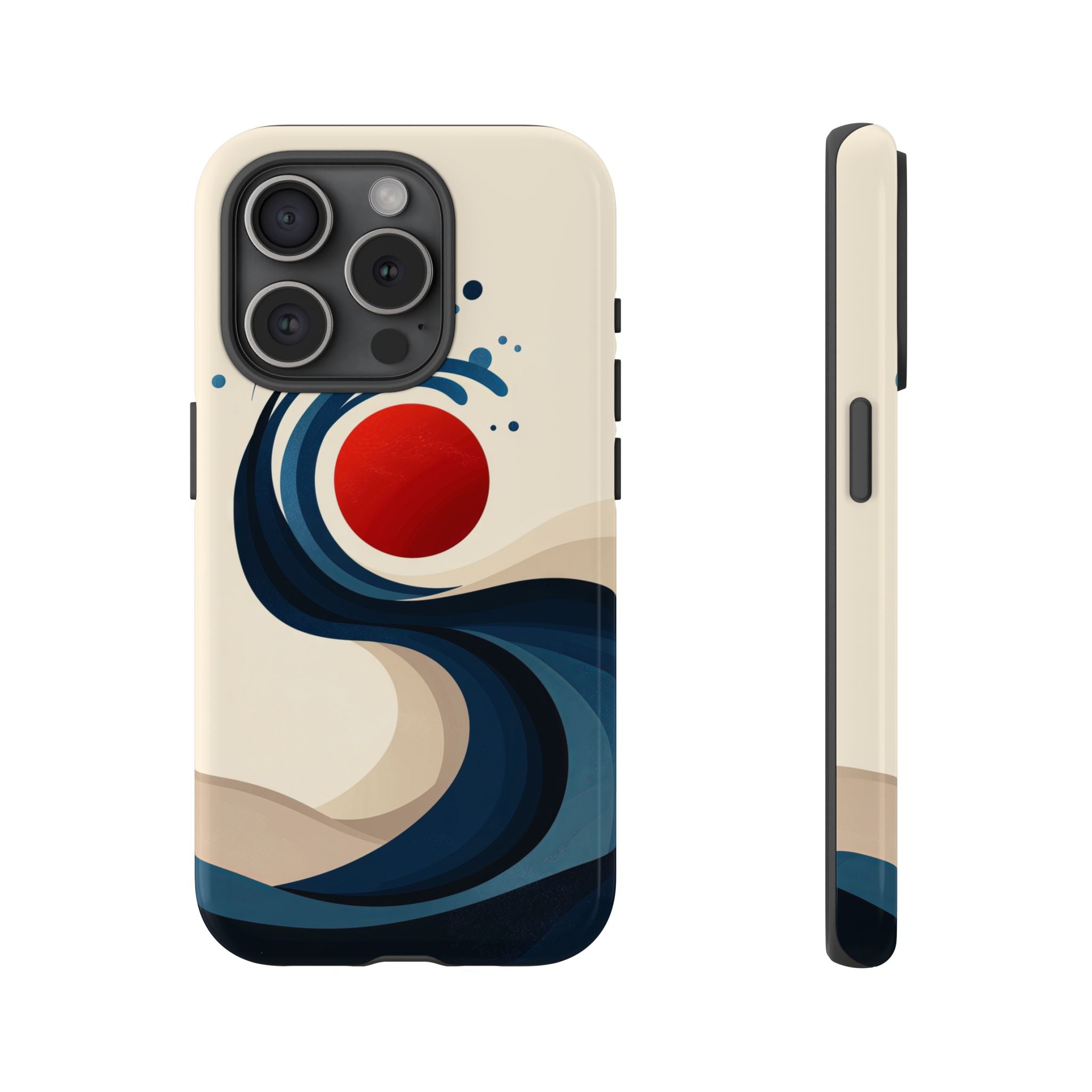 Abstract Wave iPhone Case | Red Sun Ocean Art