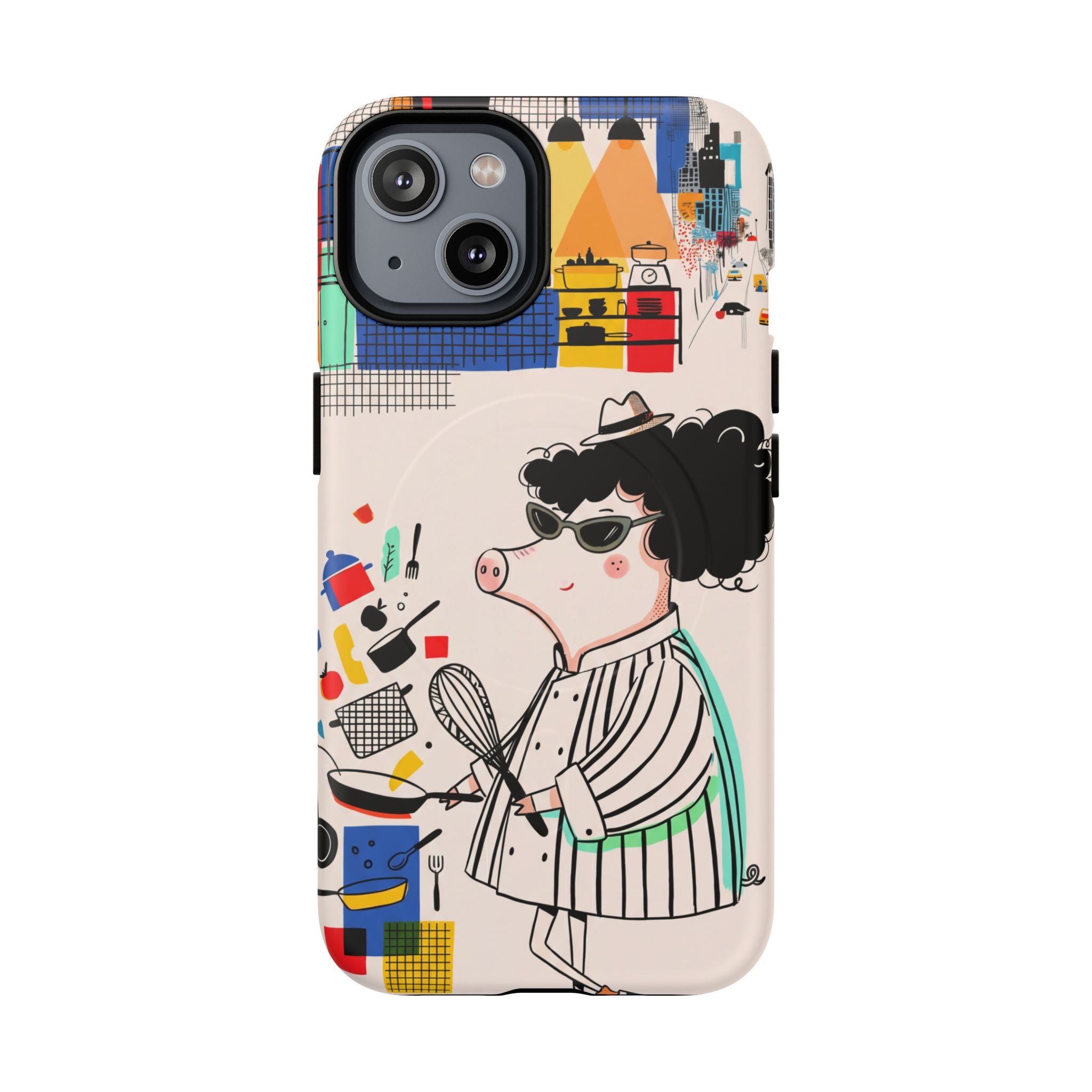 Cute Chef Pig MagSafe iPhone Case | Quirky Cartoon Kitchen Art Tough Case