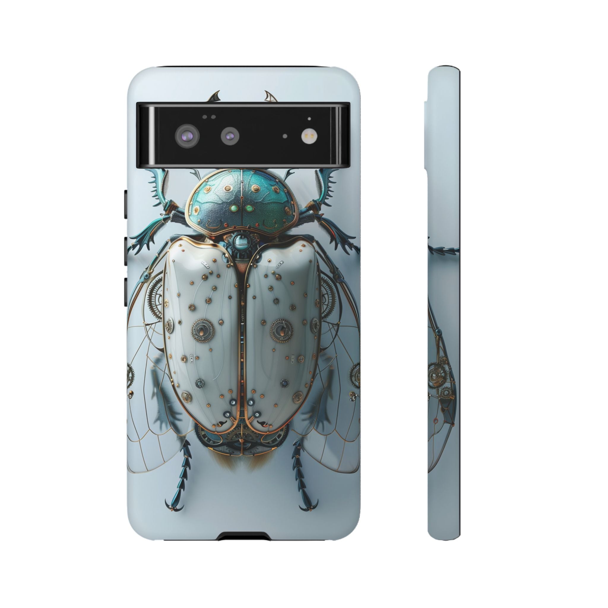Steampunk White Beetle Protective Tough Google Pixel Case