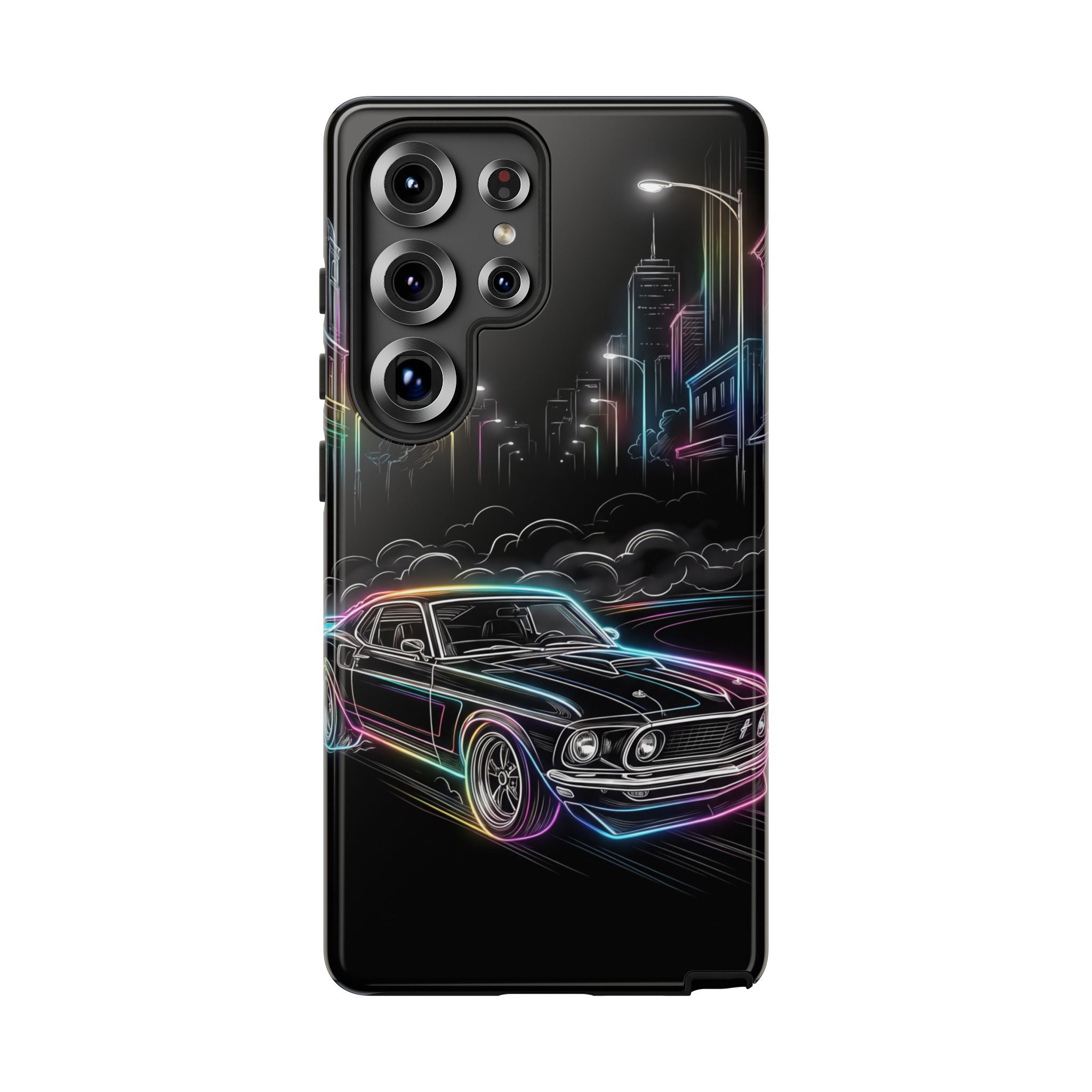 Neon Muscle Car Samsung Galaxy Phone Case | Retro City Nightscape