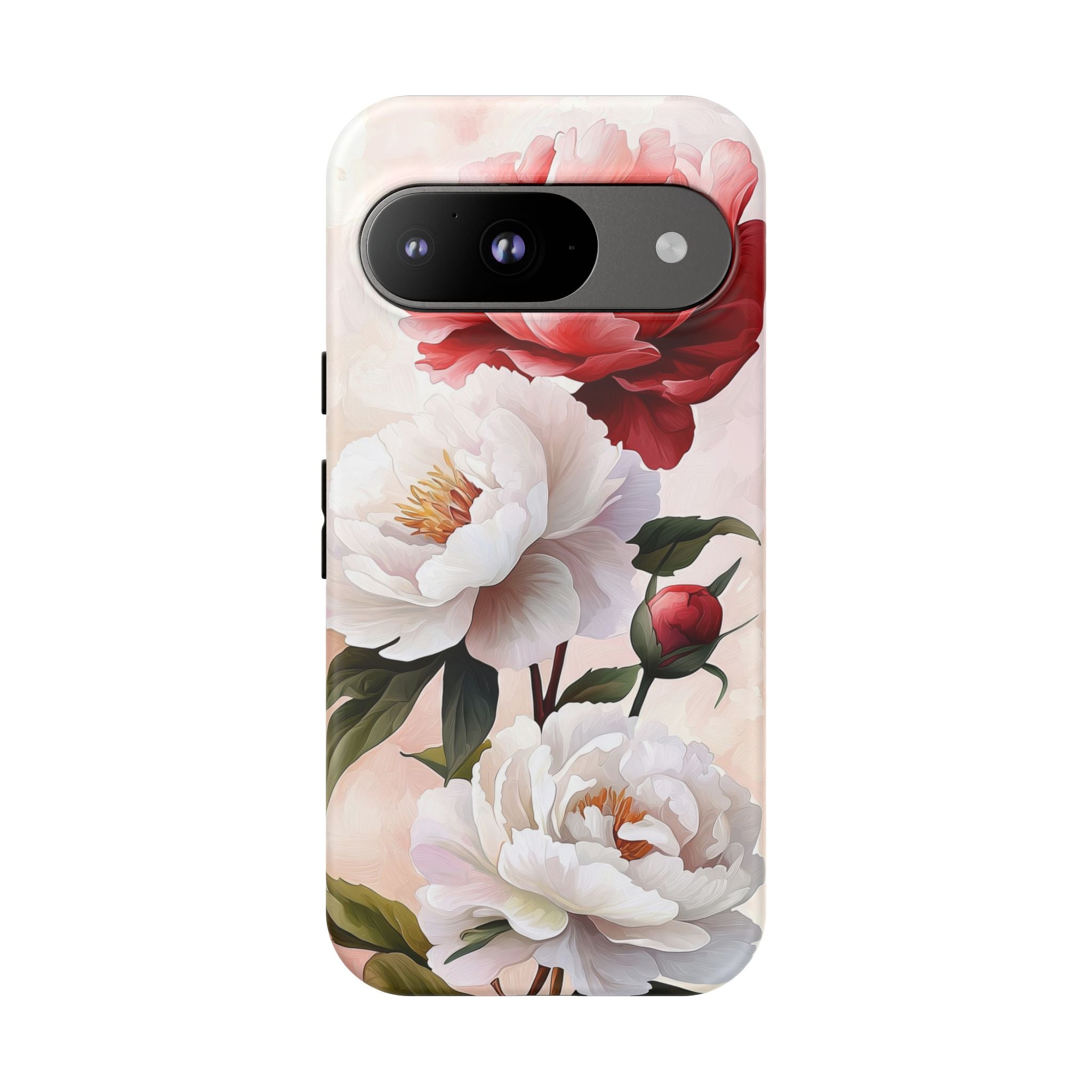 Floral Peonies Google Pixel Case | Pink & White Vintage Flower