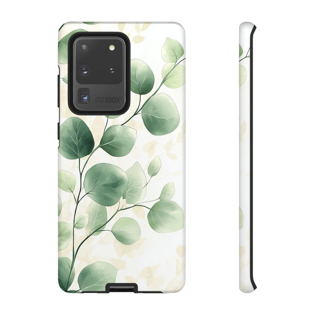 Botanical Eucalyptus Tough Samsung Galaxy Phone Case | Green Watercolour Leaf