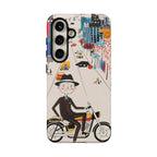 Custodia per telefono Samsung Galaxy "Vintage Grandpa Rider Motorcycle" | Paesaggio urbano illustrato