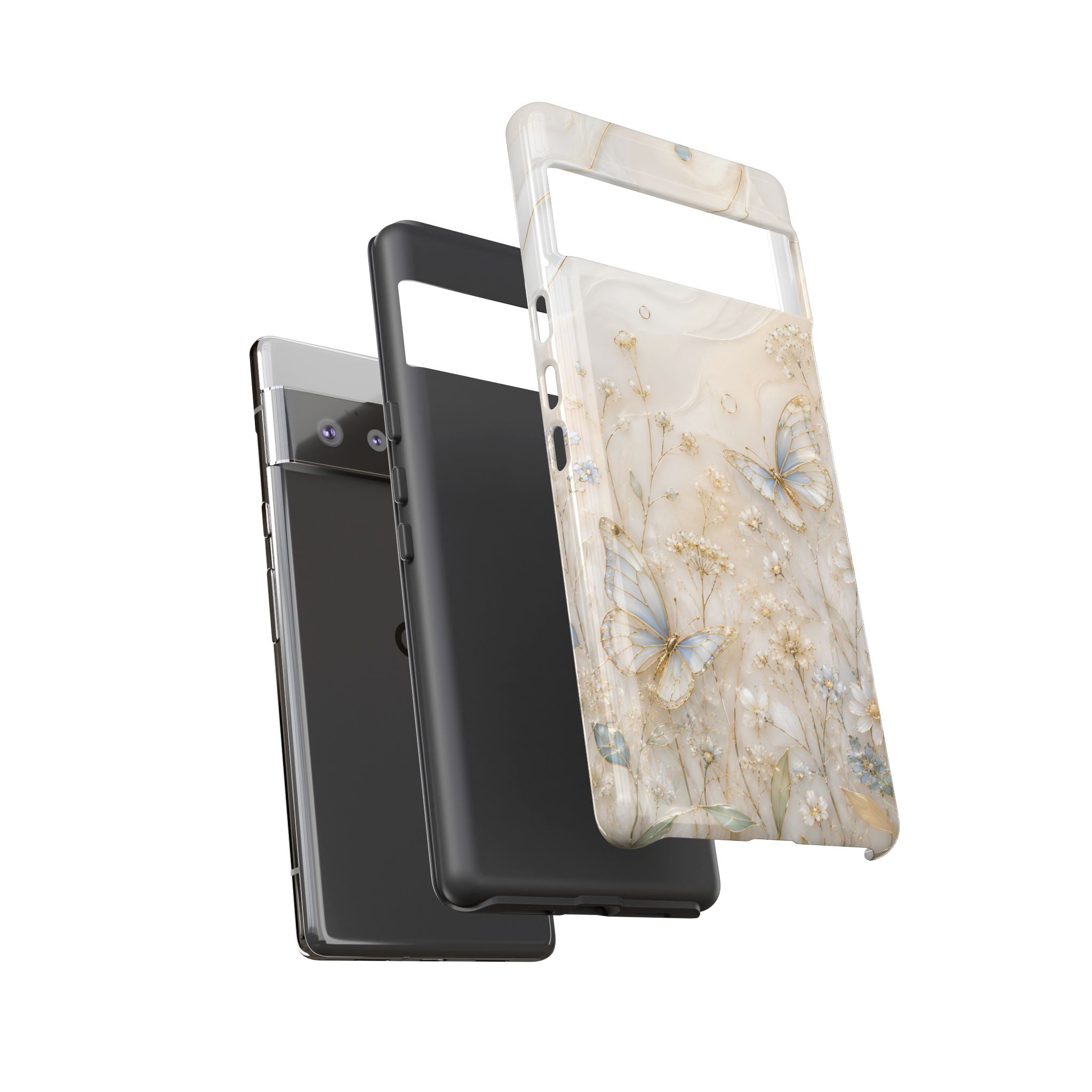 Butterfly Floral Google Pixel Phone Case | Cottagecore Meadow Art Cover
