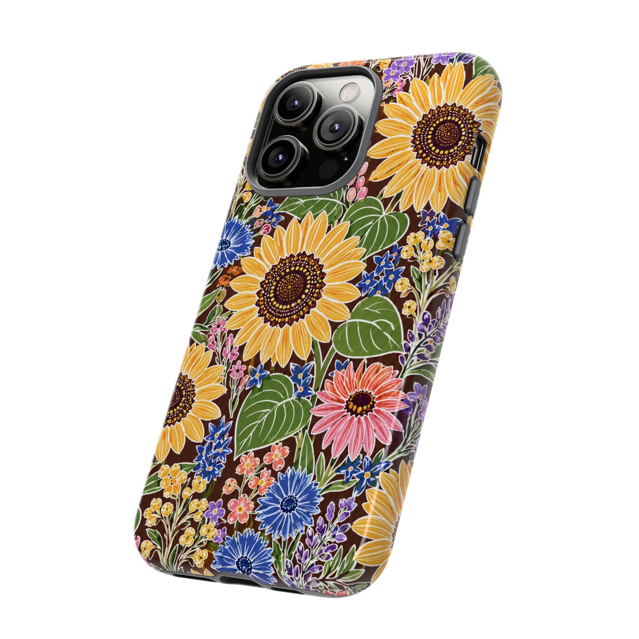 Sunflower & Wildflower Pattern Tough iPhone Case