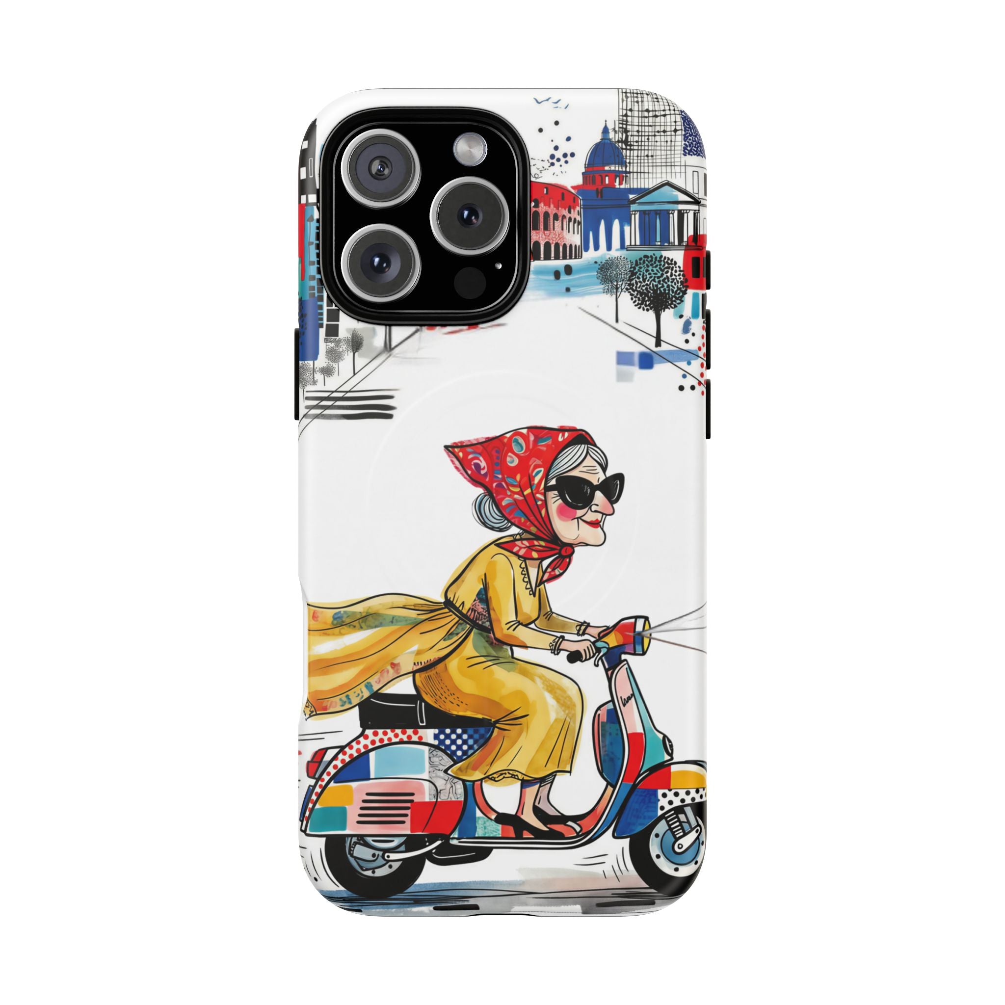 Vintage Vespa Granny MagSafe iPhone Case | Retro Scooter Travel iPhone Cover