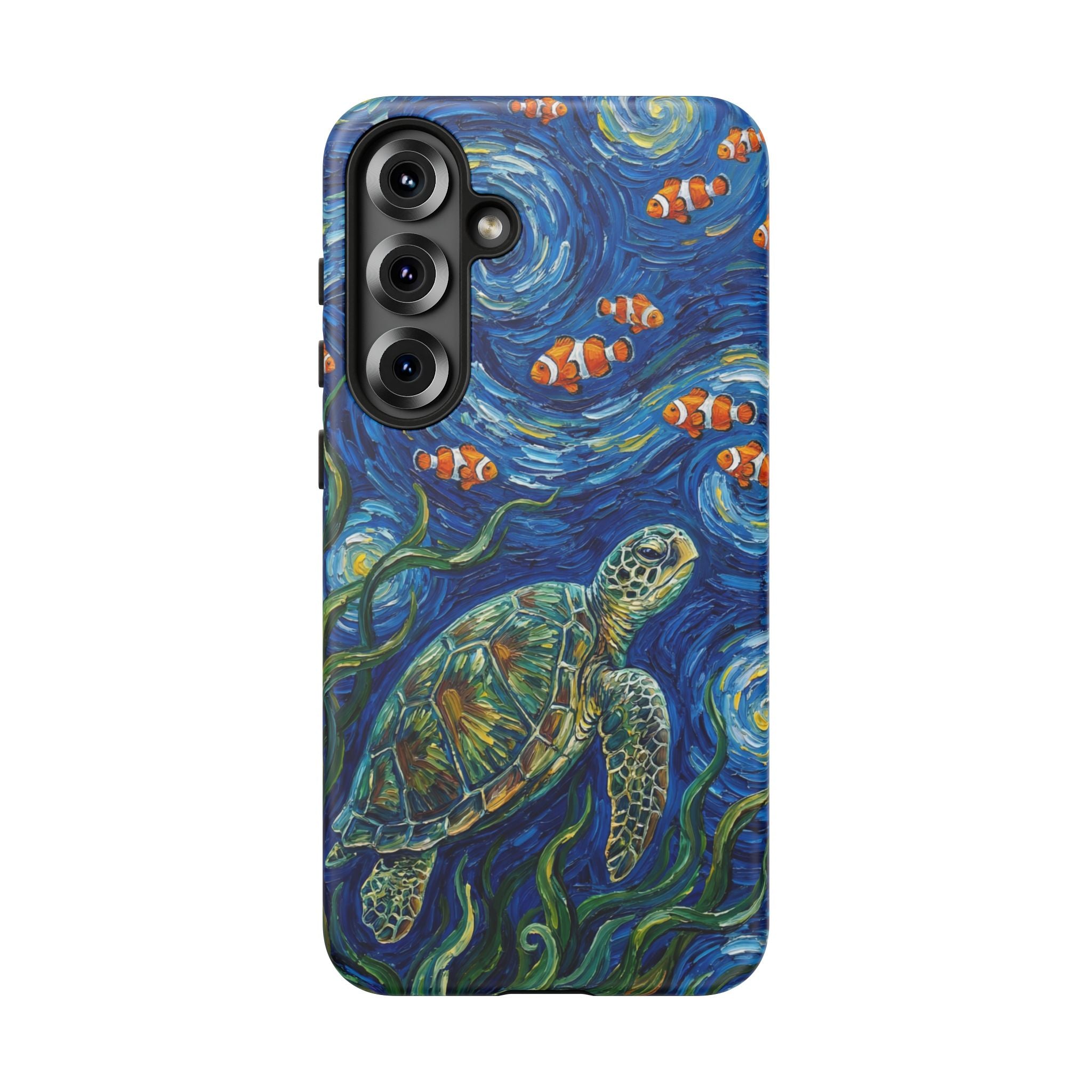 Sea Turtle & Clownfish Tough Samsung Galaxy Case | Van Gogh Style Ocean Art